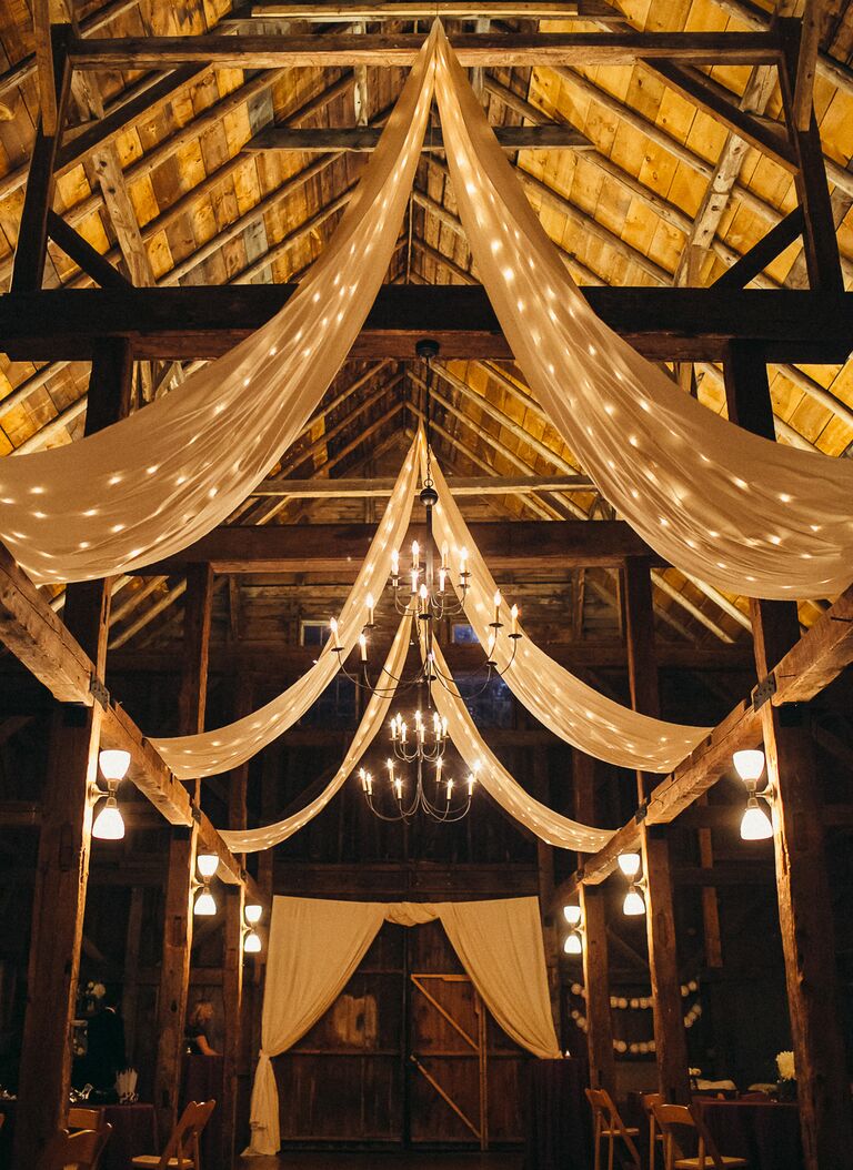 Draped barn reception area