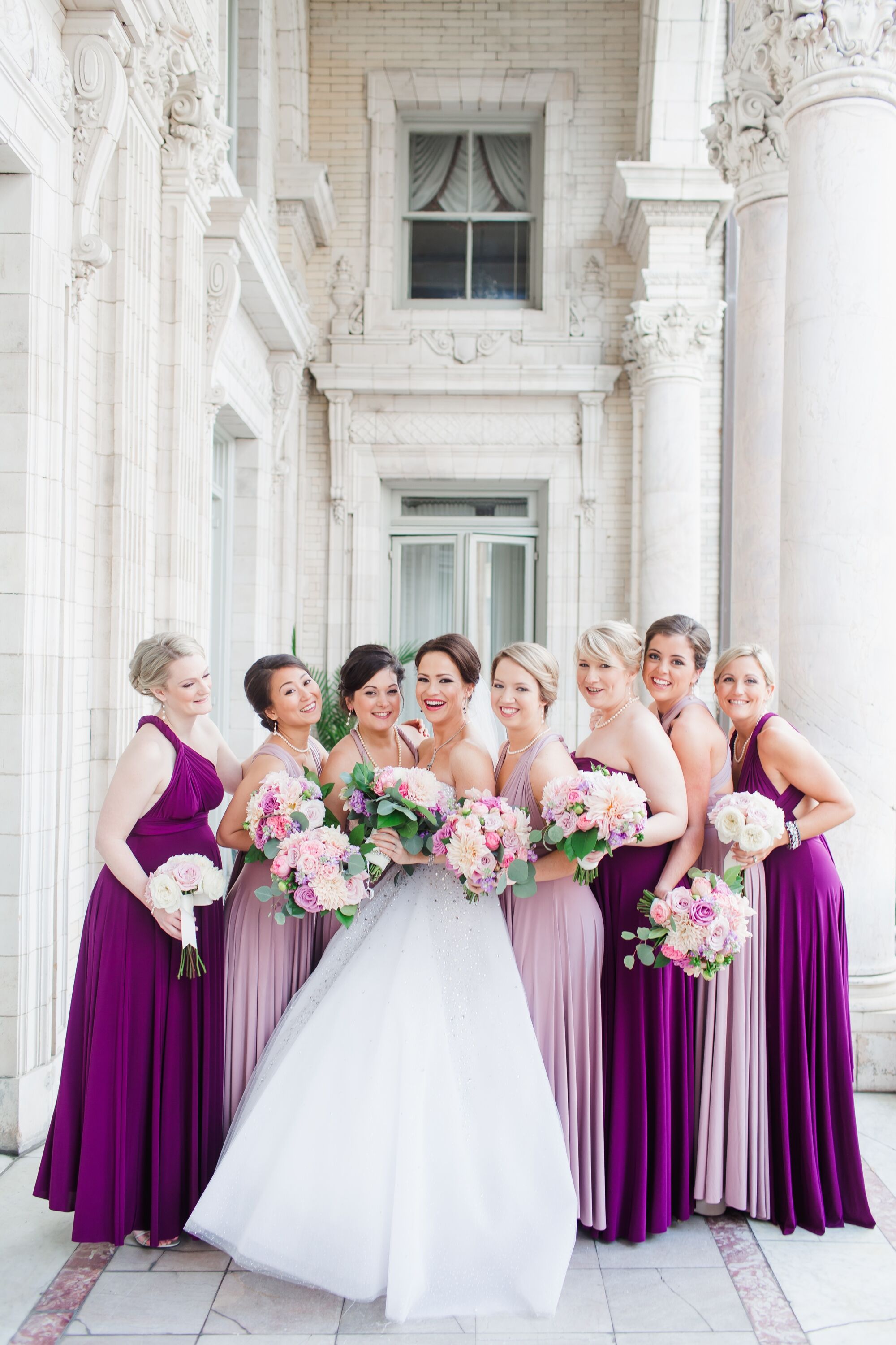 Pink and outlet purple bridesmaid dresses