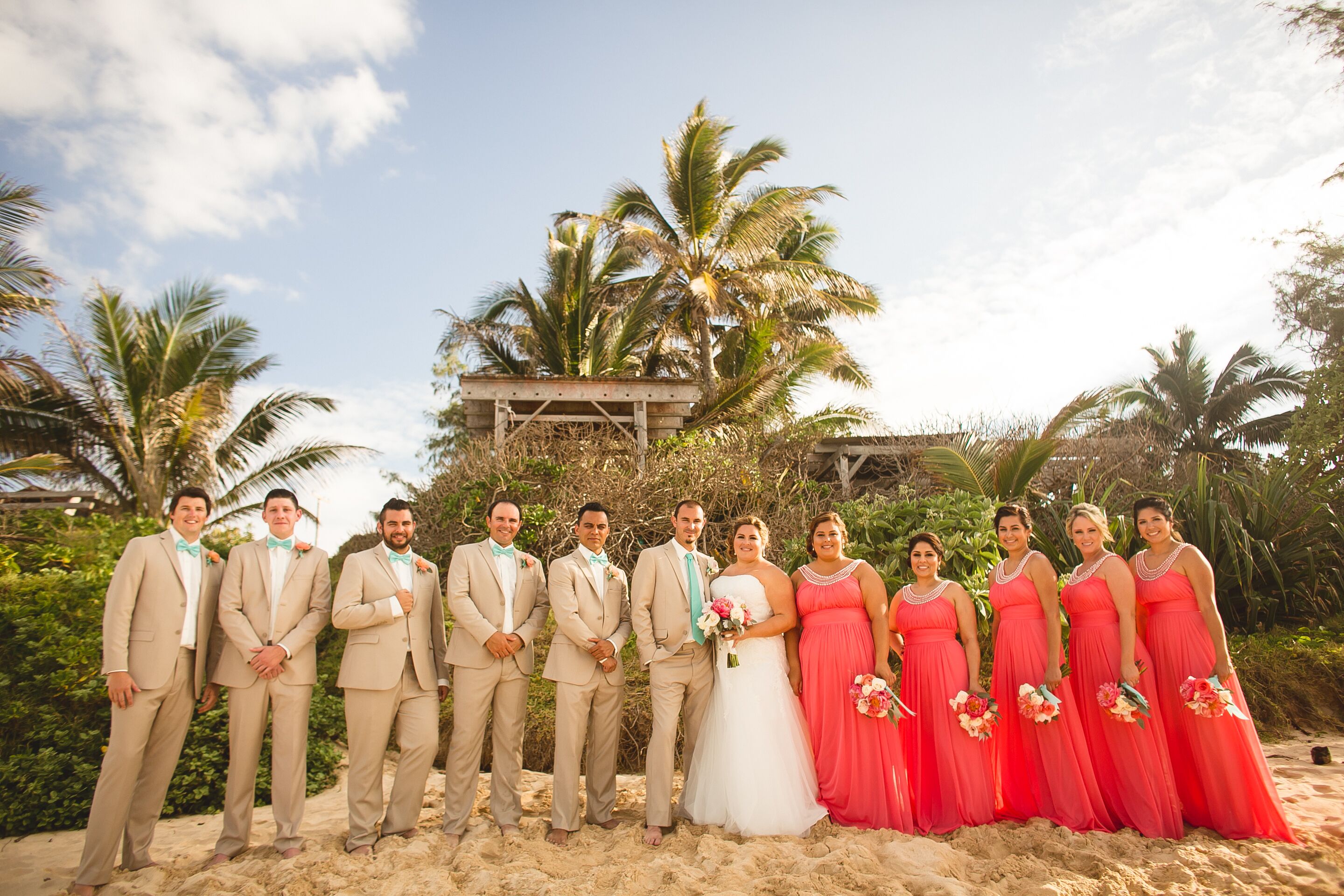 Coral groomsmen outlet attire