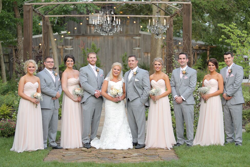 What color suit would compliment this blush wedding dress? Summery, garden  wedding. What do we think? Beige/tan linen? Light blue/grey? White? My  bridesmaids are in a light mossy green (lighter than sage).