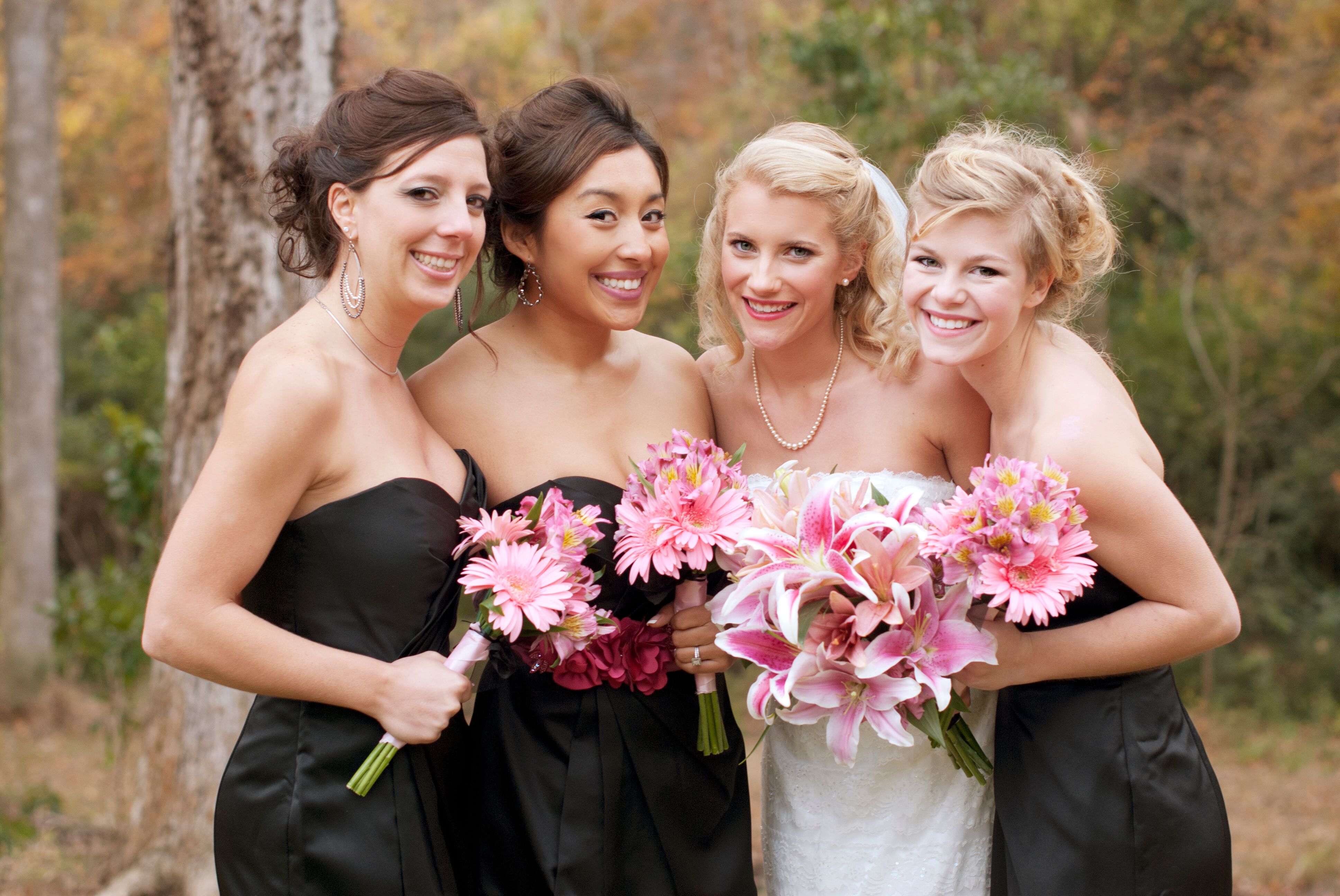 black strapless bridesmaid dress