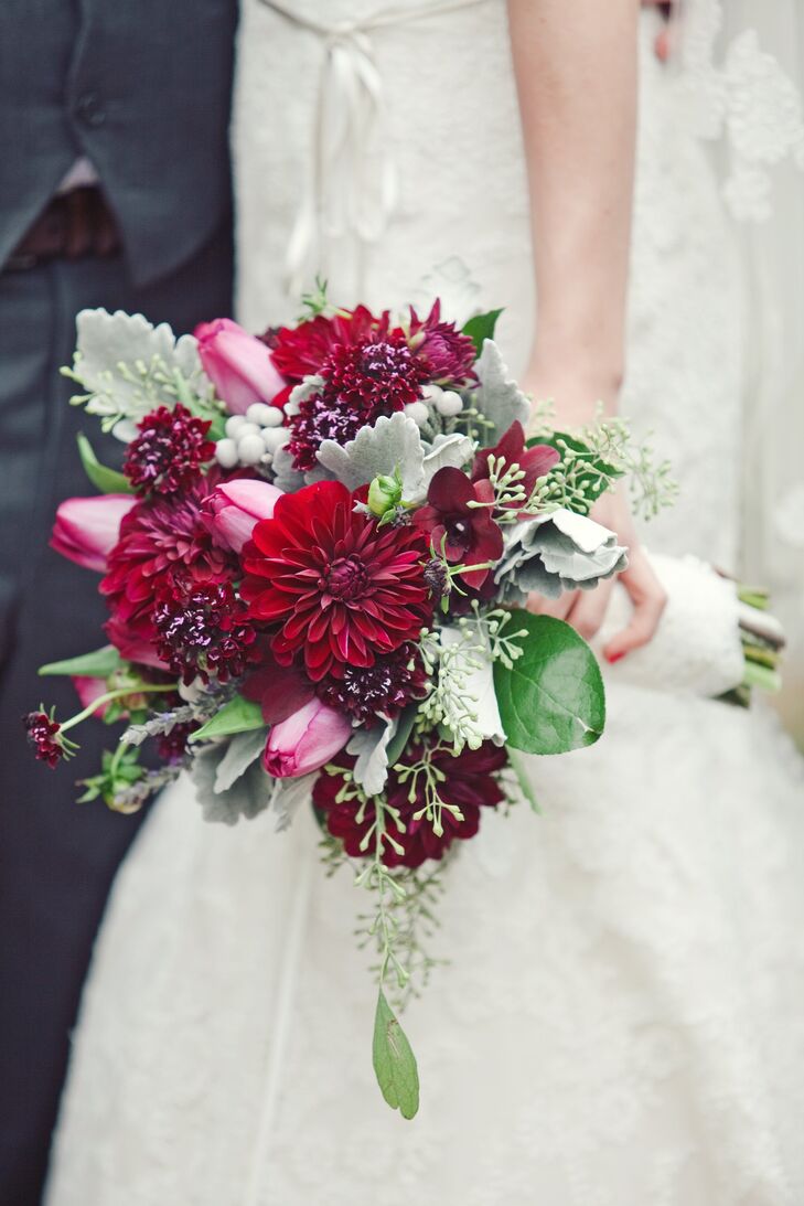 Dark Red Bridal Bouquet