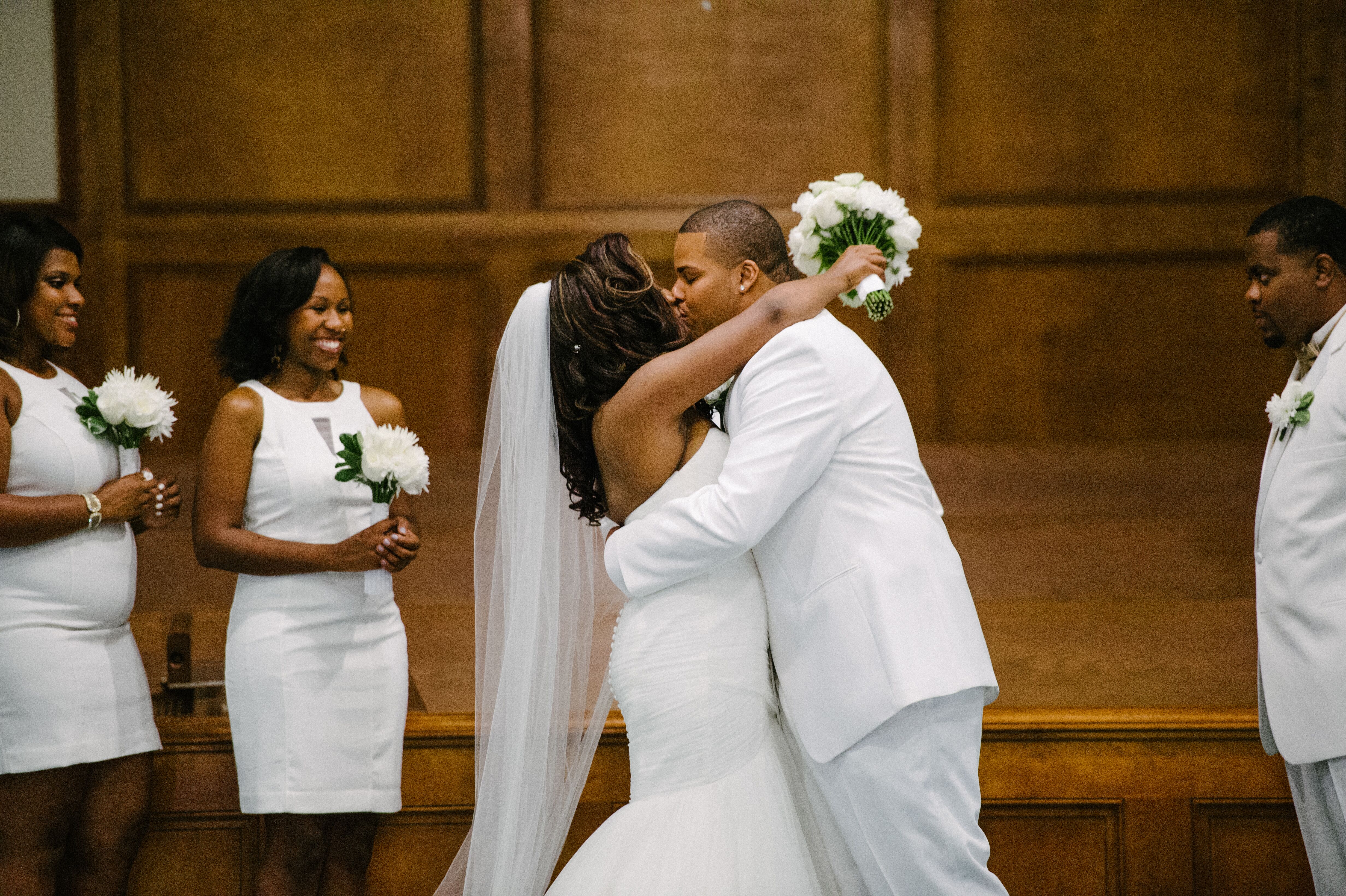 Carver Memorial Presbyterian Wedding Ceremony First Kiss