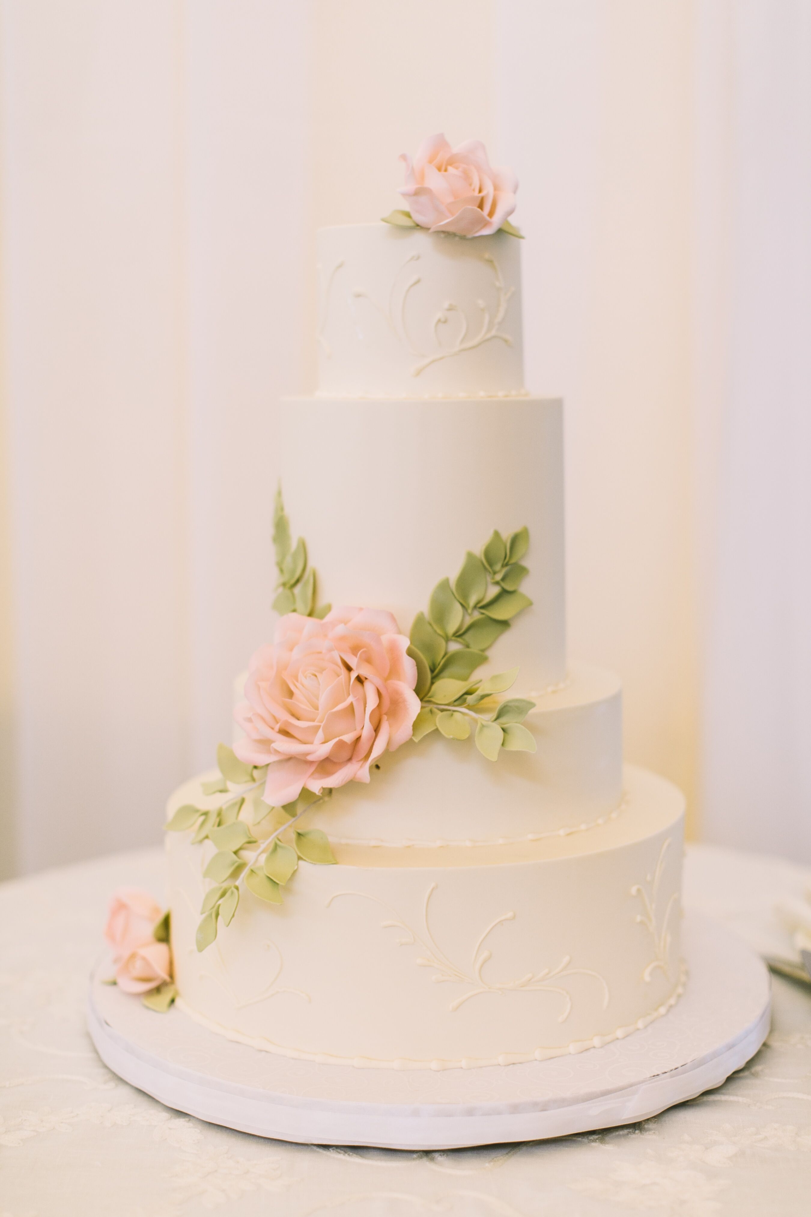 Pink Sugar Rose Wedding Cake