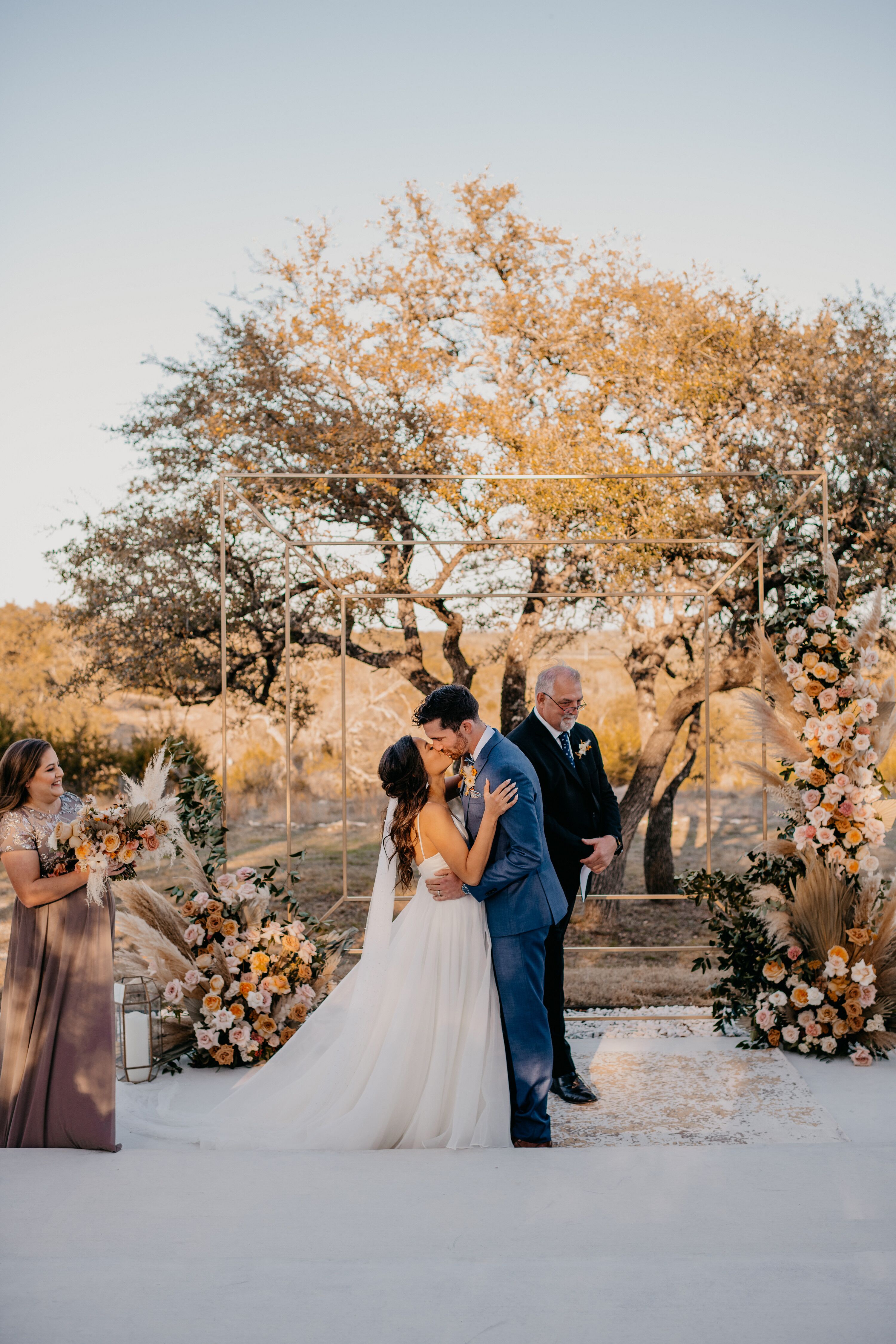 Rustic, Bohemian Ceremony with Square Wedding Arch