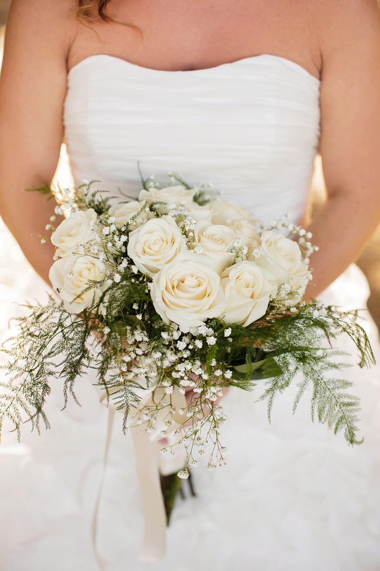 White Rose And Baby S Breath Bouquet