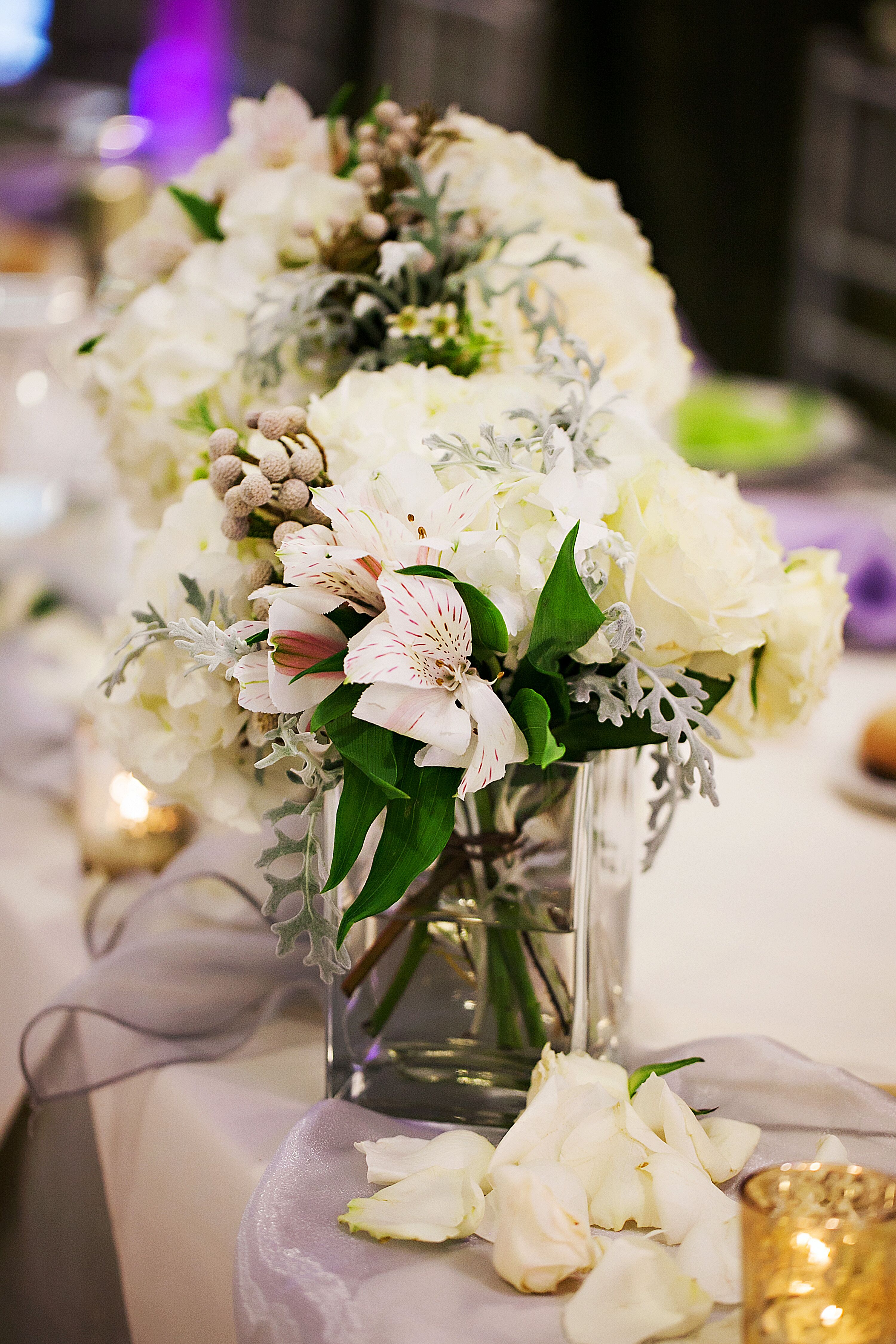 Natural White Alstromeria Sweetheart Table Centerpiece