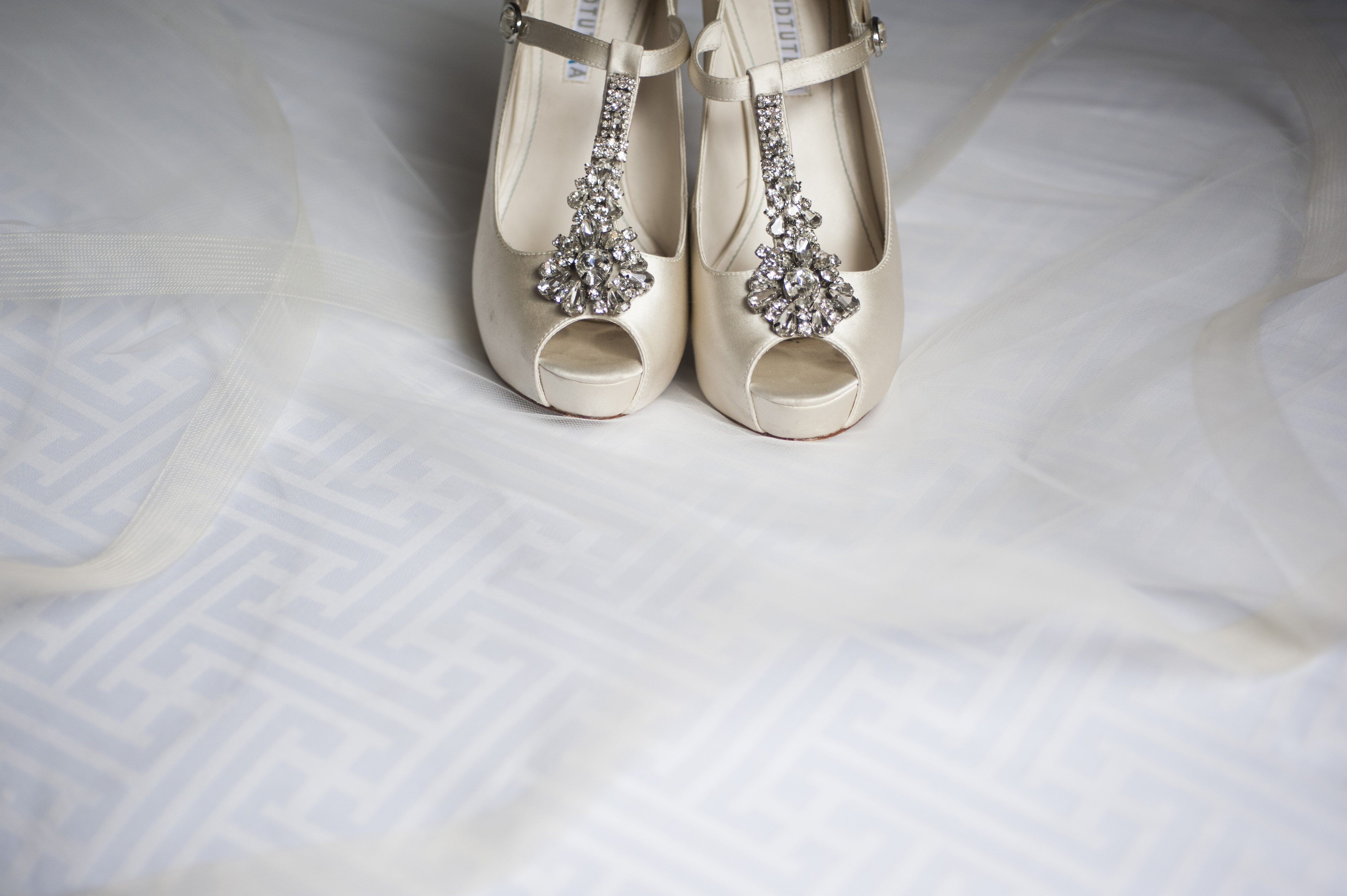 Bejeweled T-Strap Wedding Heels