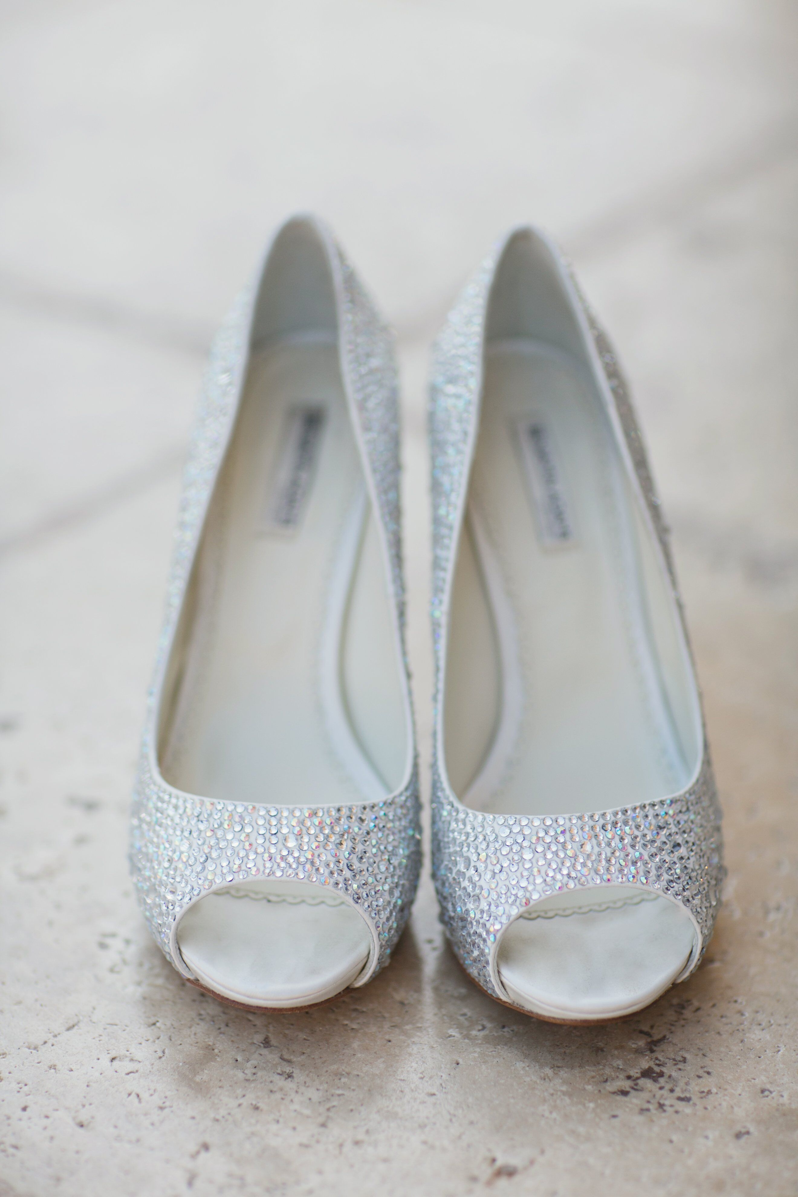 Silver Peep-Toe Bridal Shoes