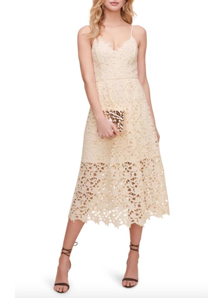 Cream lace midi dress