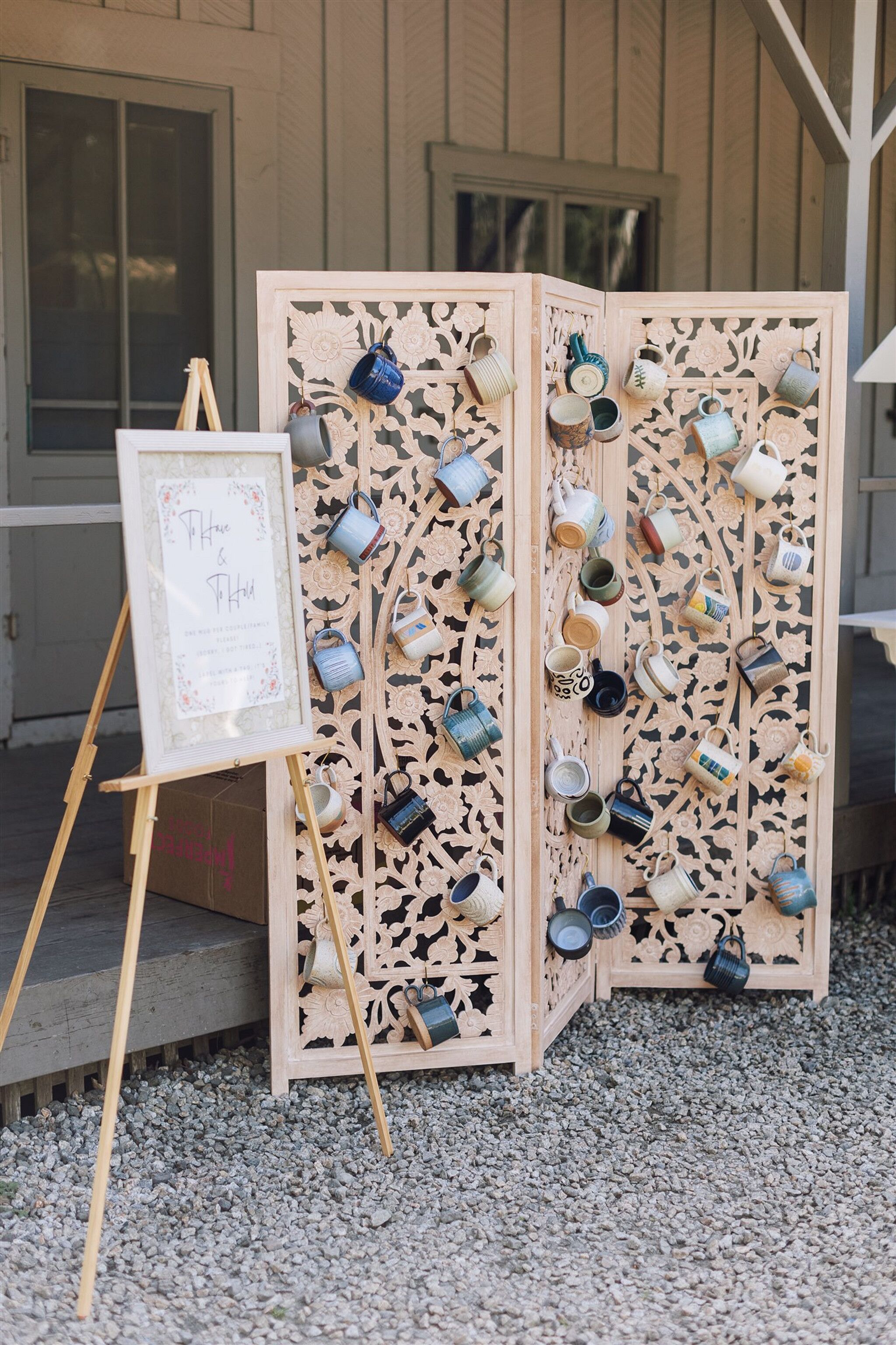 Custom Wall of Mugs Made by the Bride at Couple's Baarat