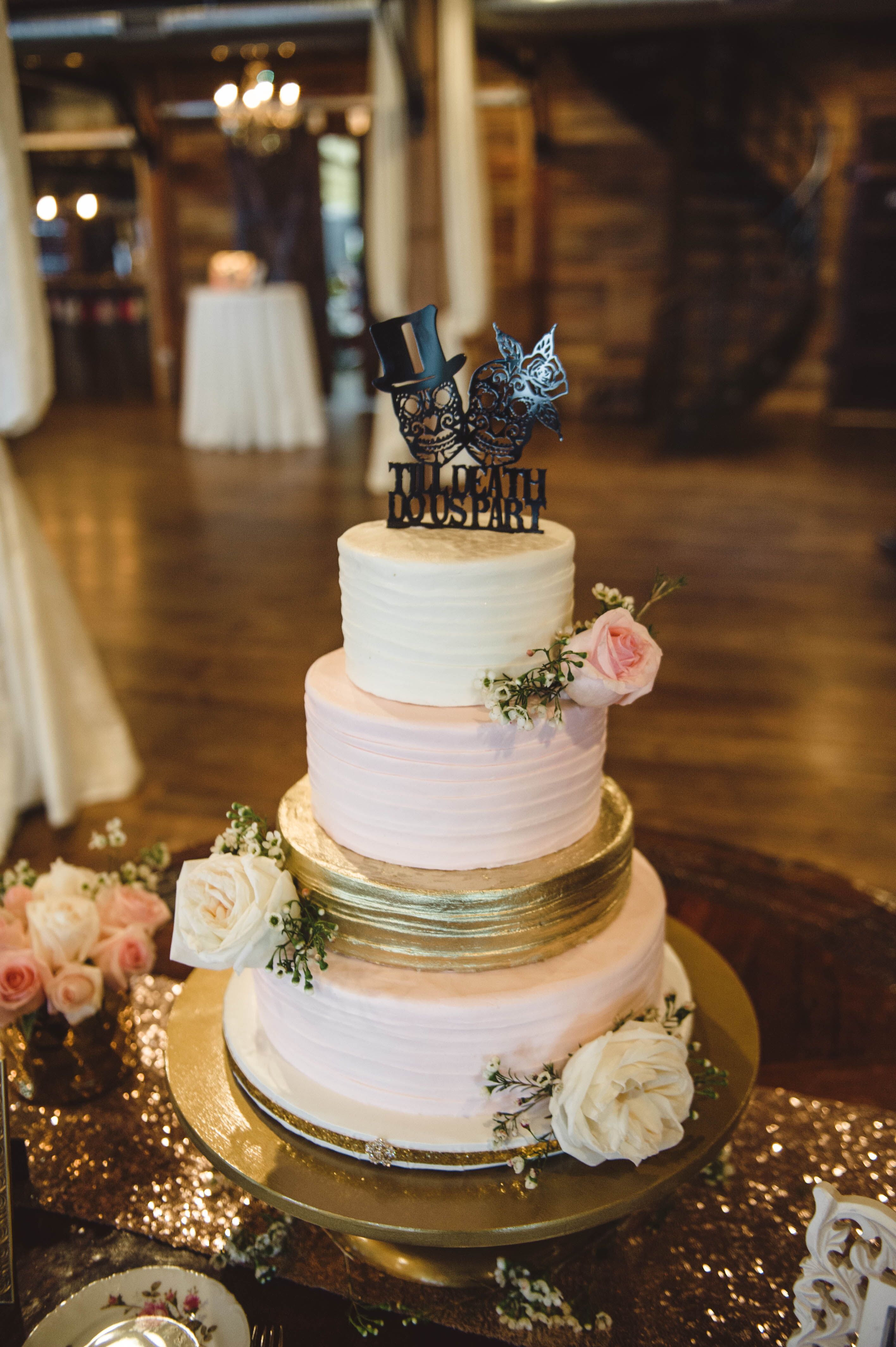 Blush and Gold Glam Wedding Cake