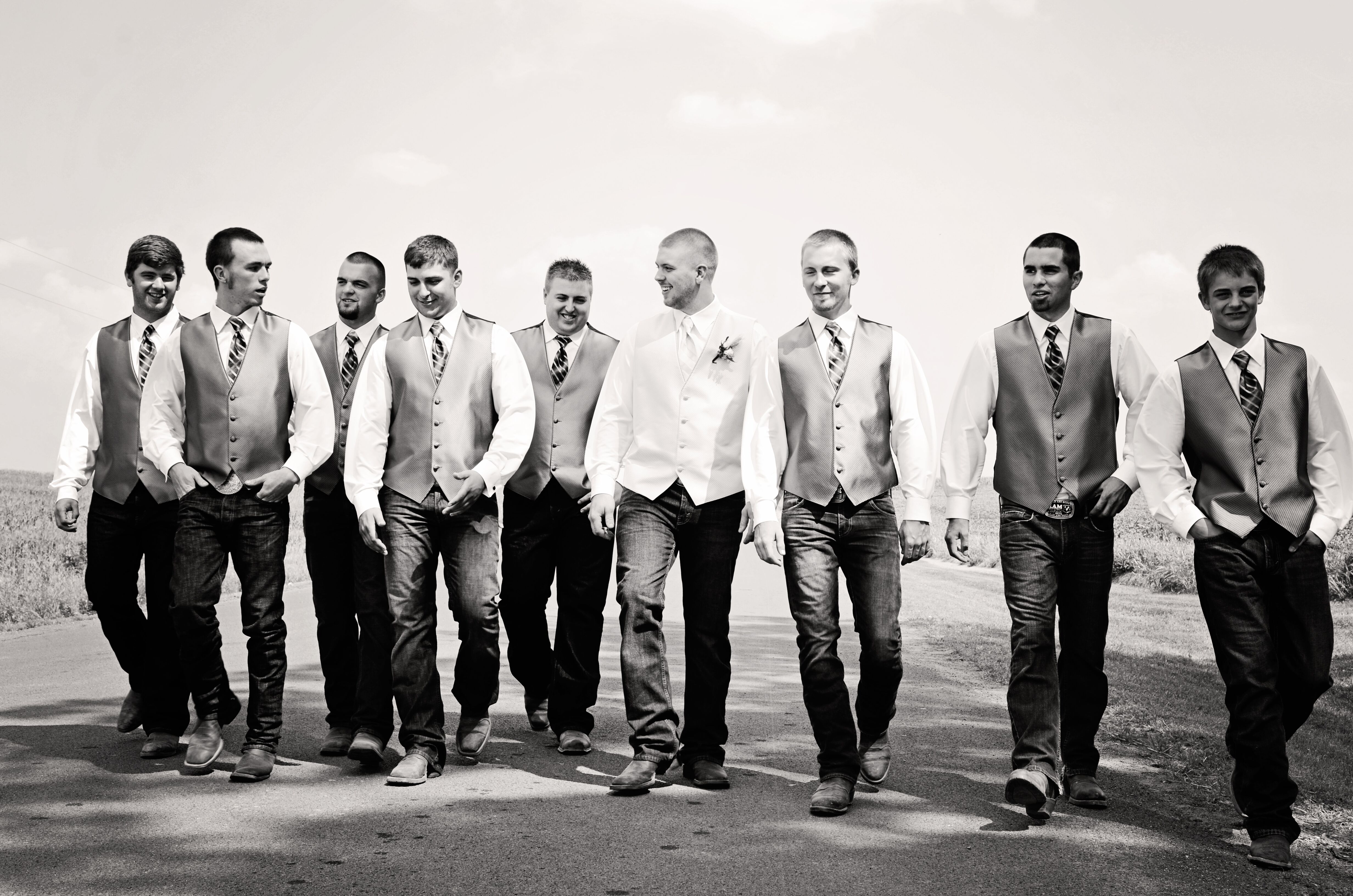 Casual Groomsmen in Jeans and Boots