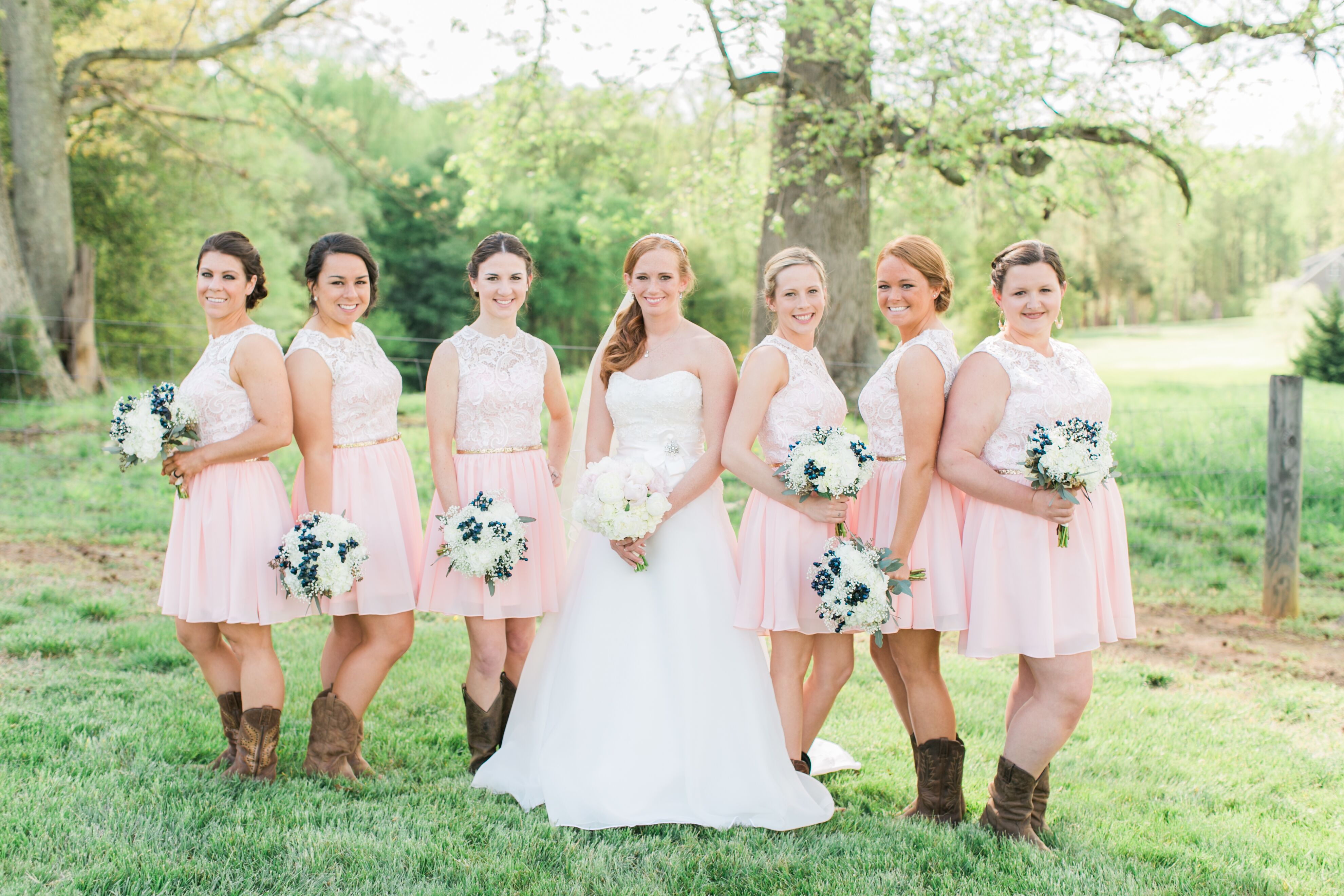 Blush Bridesmaid Dresses With Lace Overlay