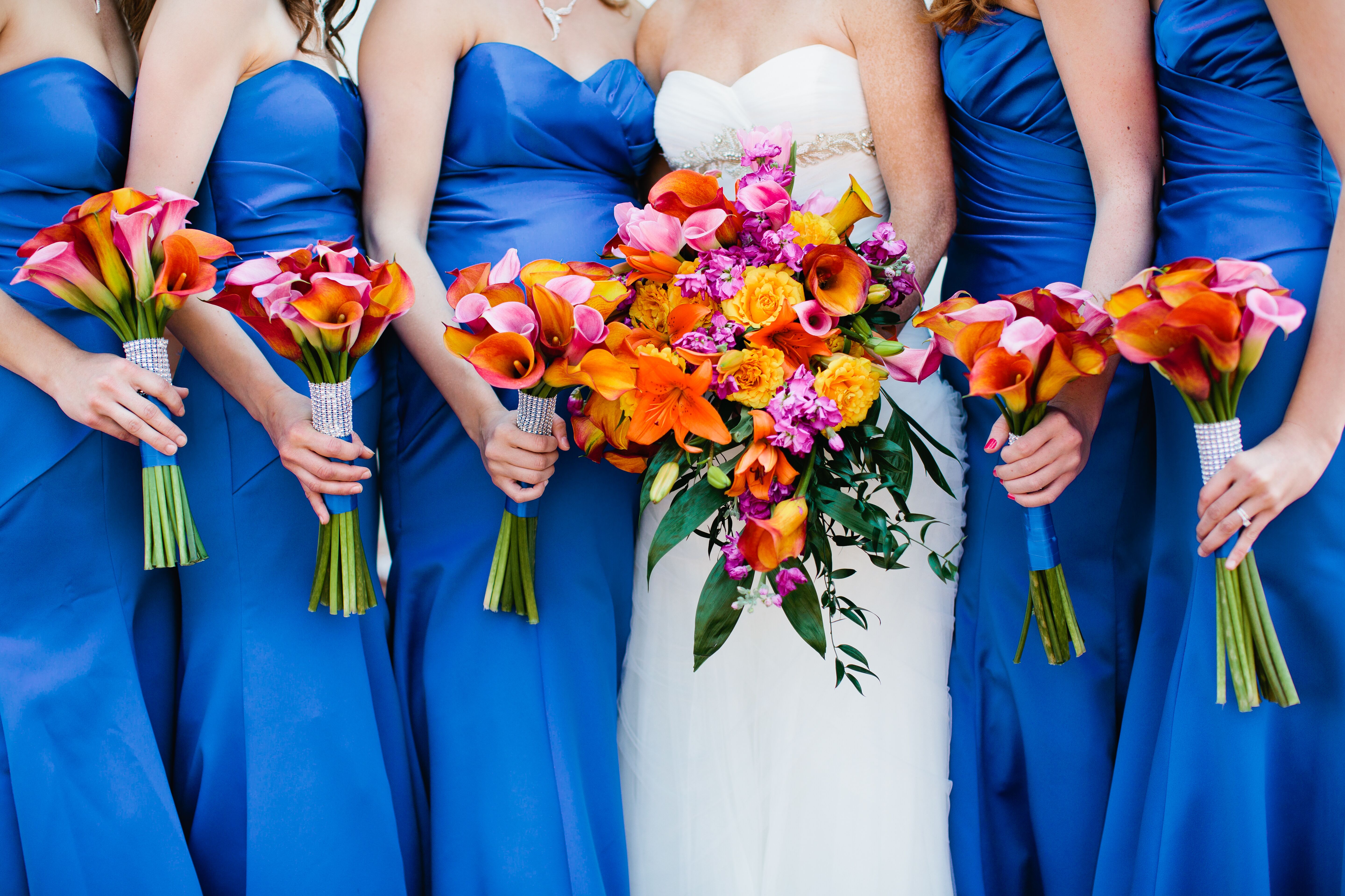 Royal blue and orange wedding outlet dresses