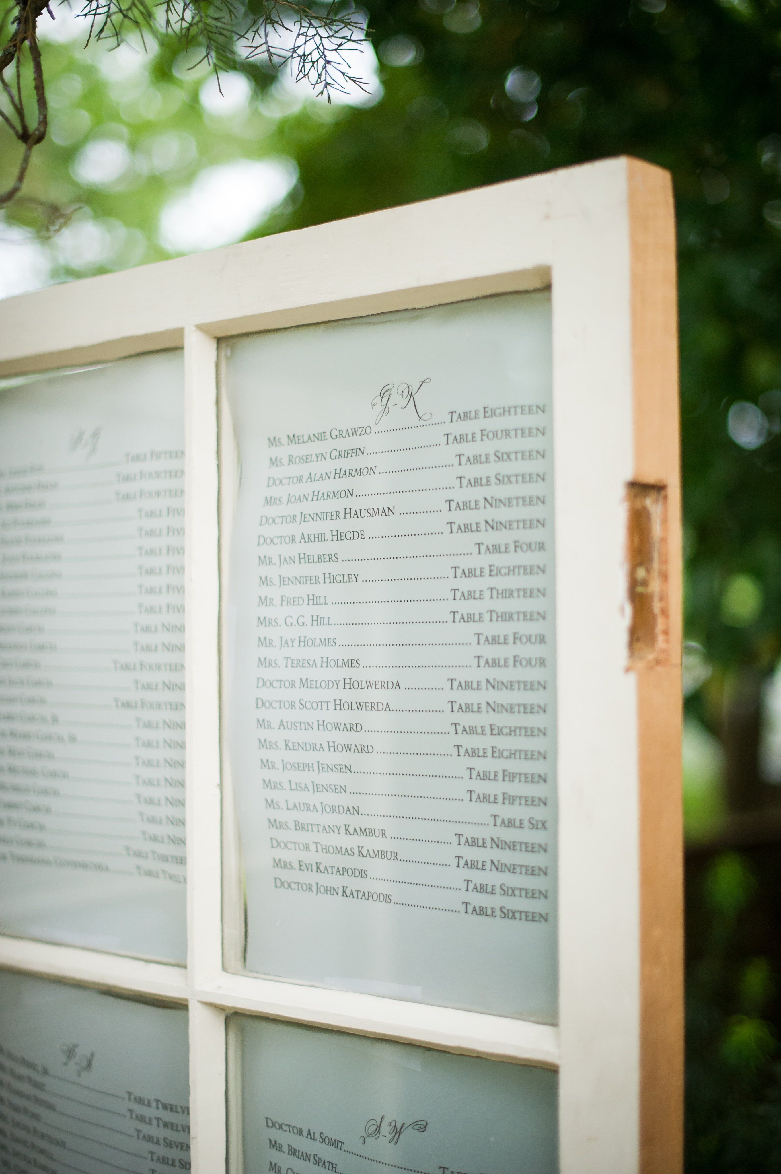 Window Pane Seating Chart