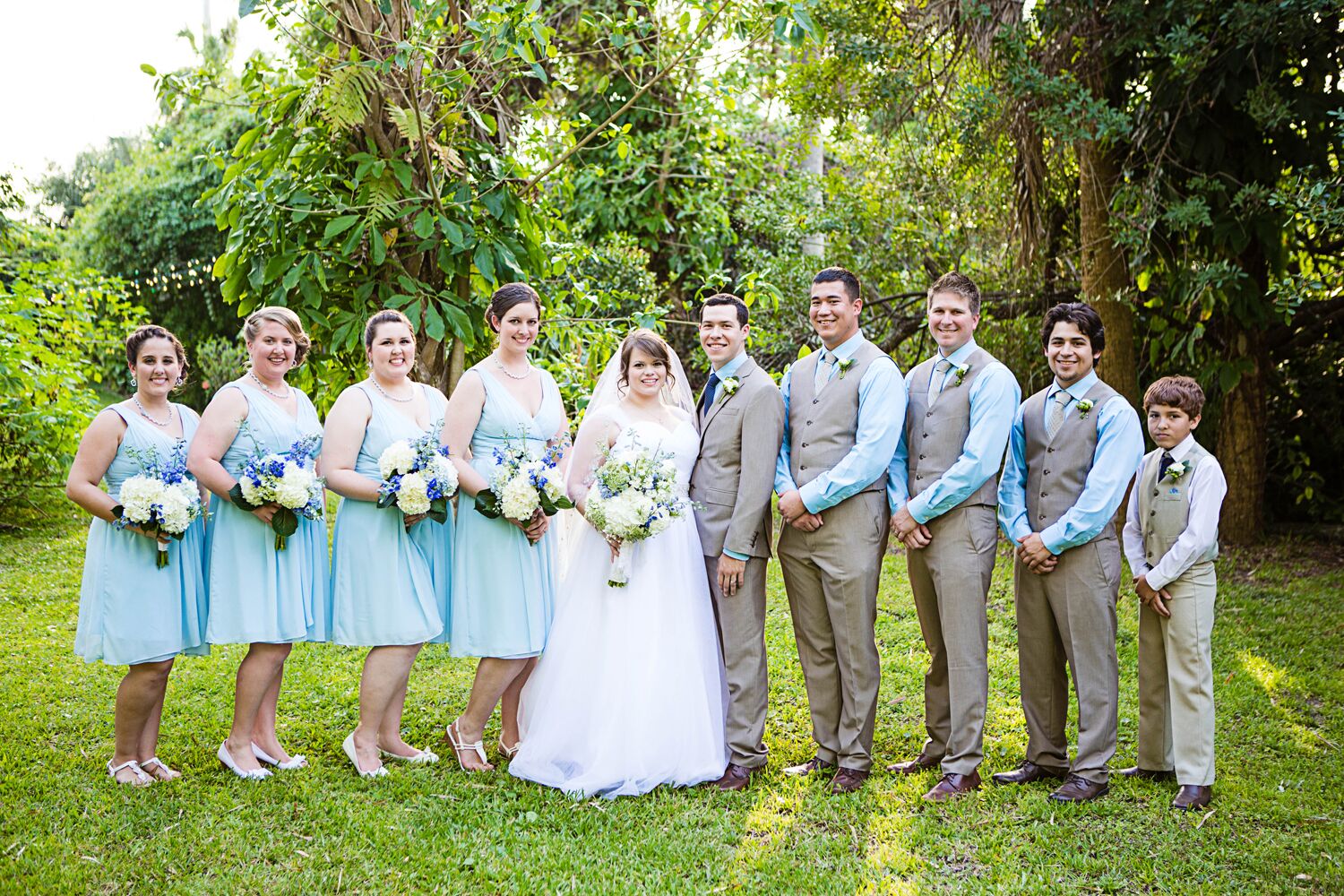 Blue groomsmen shop and bridesmaids