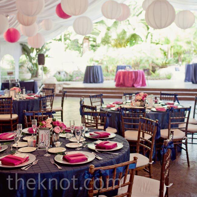 Navy and Pink Reception Decor