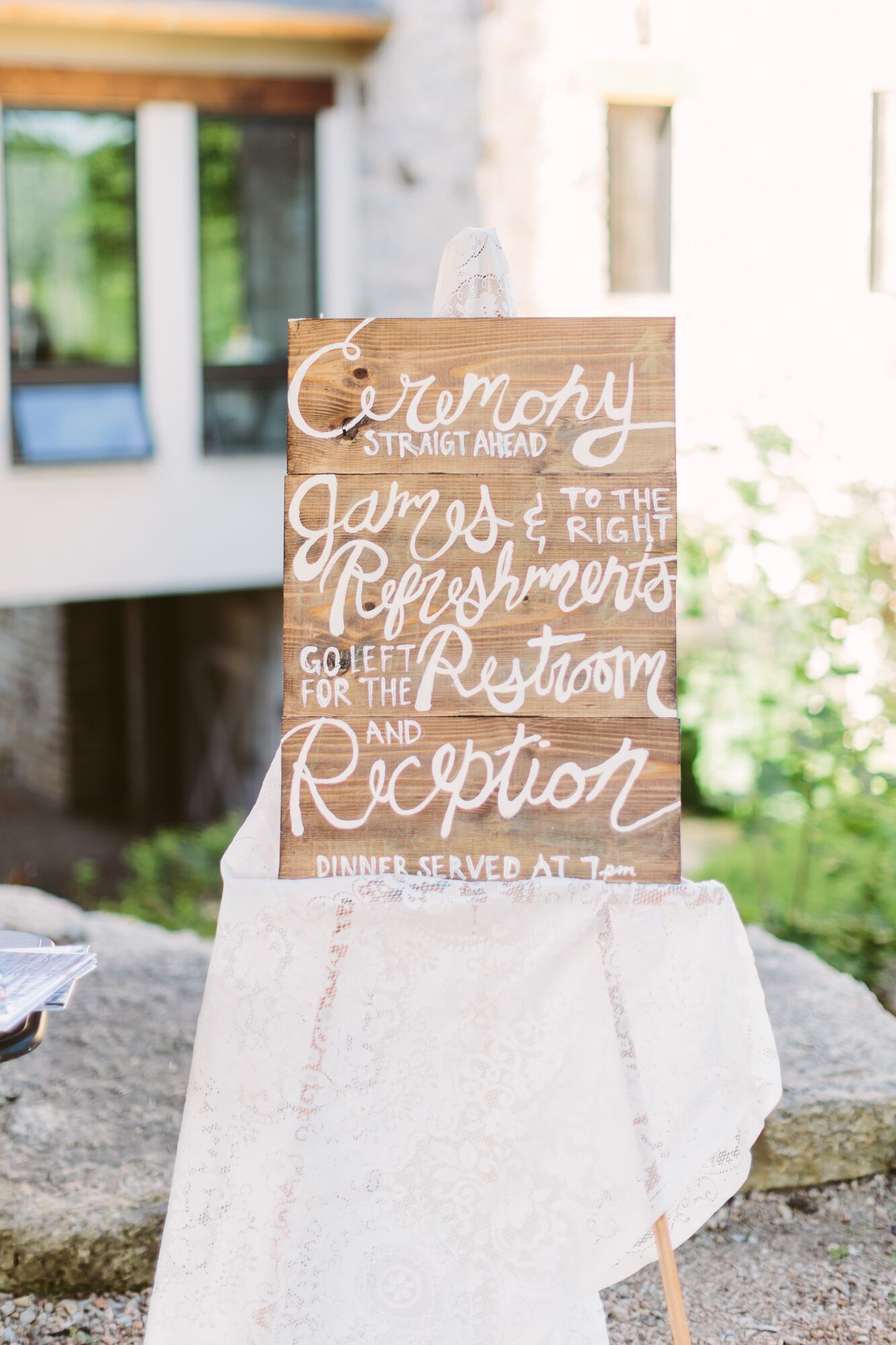 Wooden Wedding Sign With White Writing
