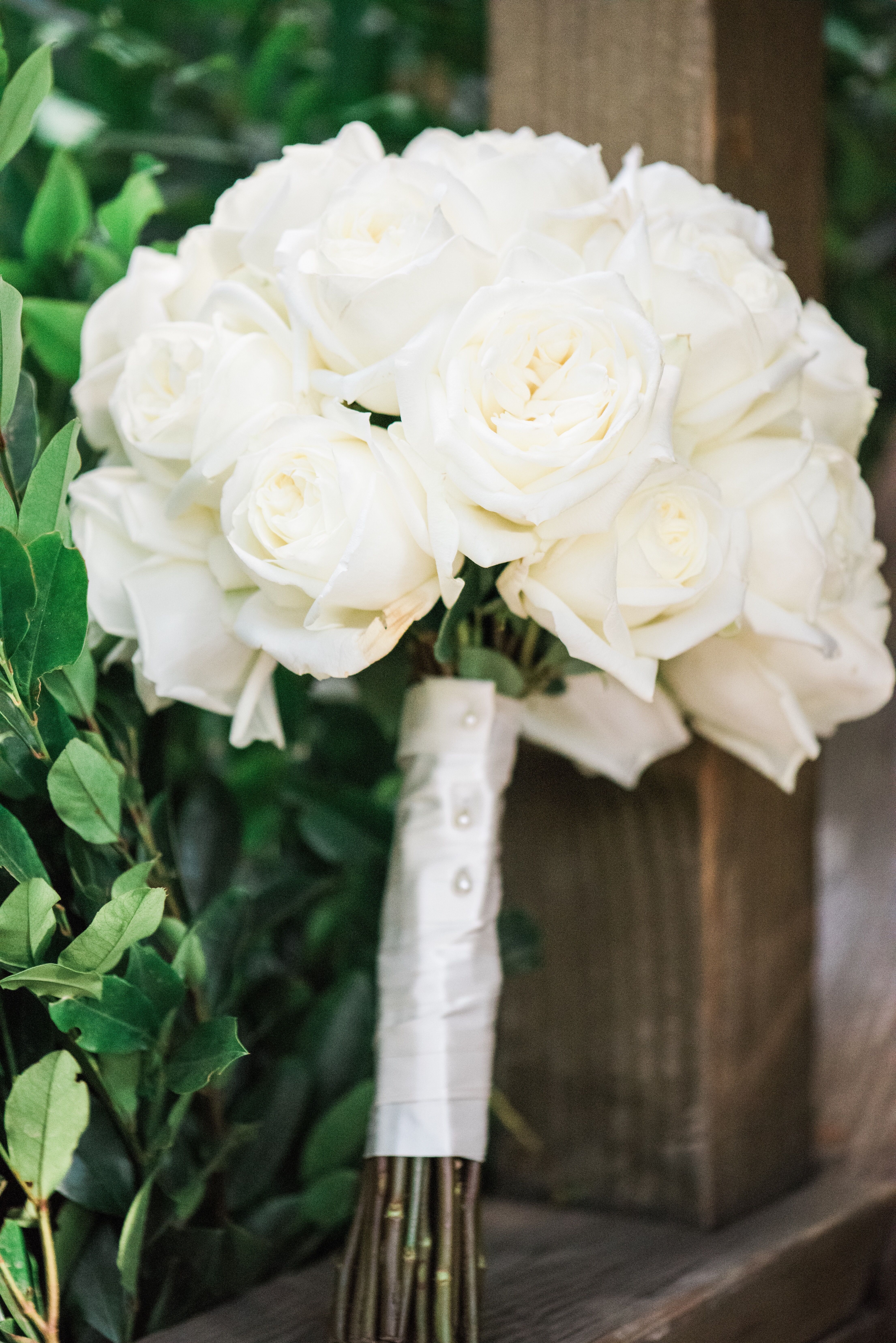 Simple Elegant White Rose Bouquet 3576