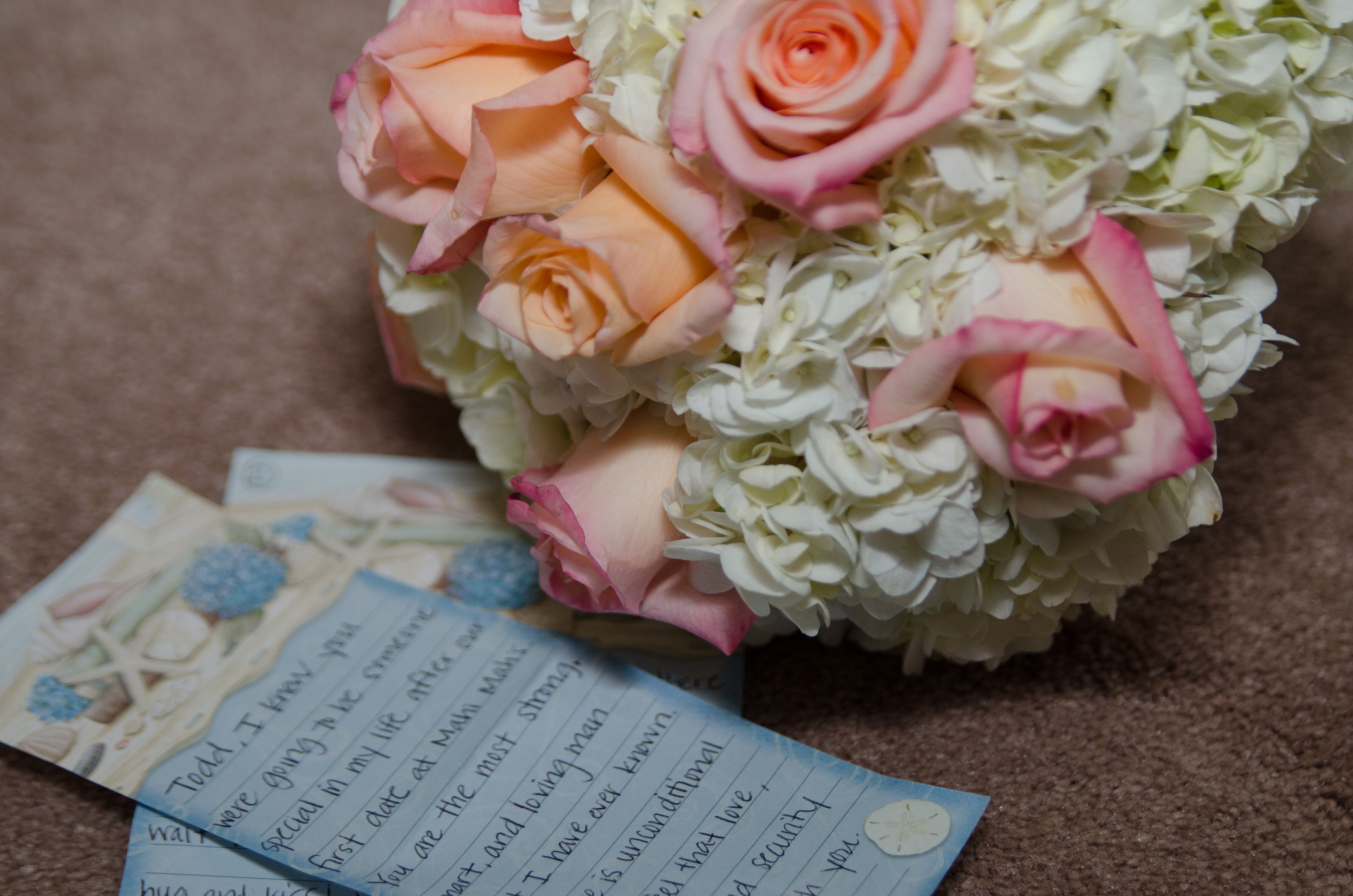 White and Pink Bouquet with Vows