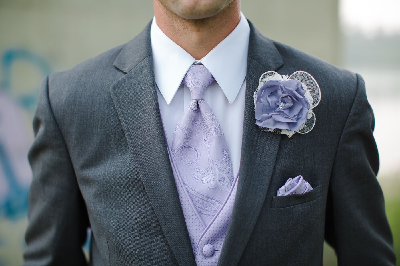 Purple Silk Flower Boutonniere