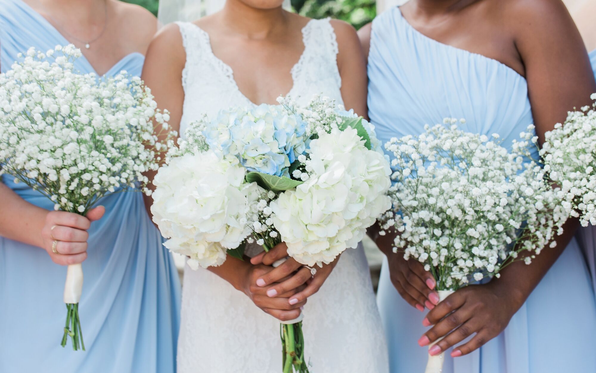 White Hydrangea and Baby's Breath Bouquets