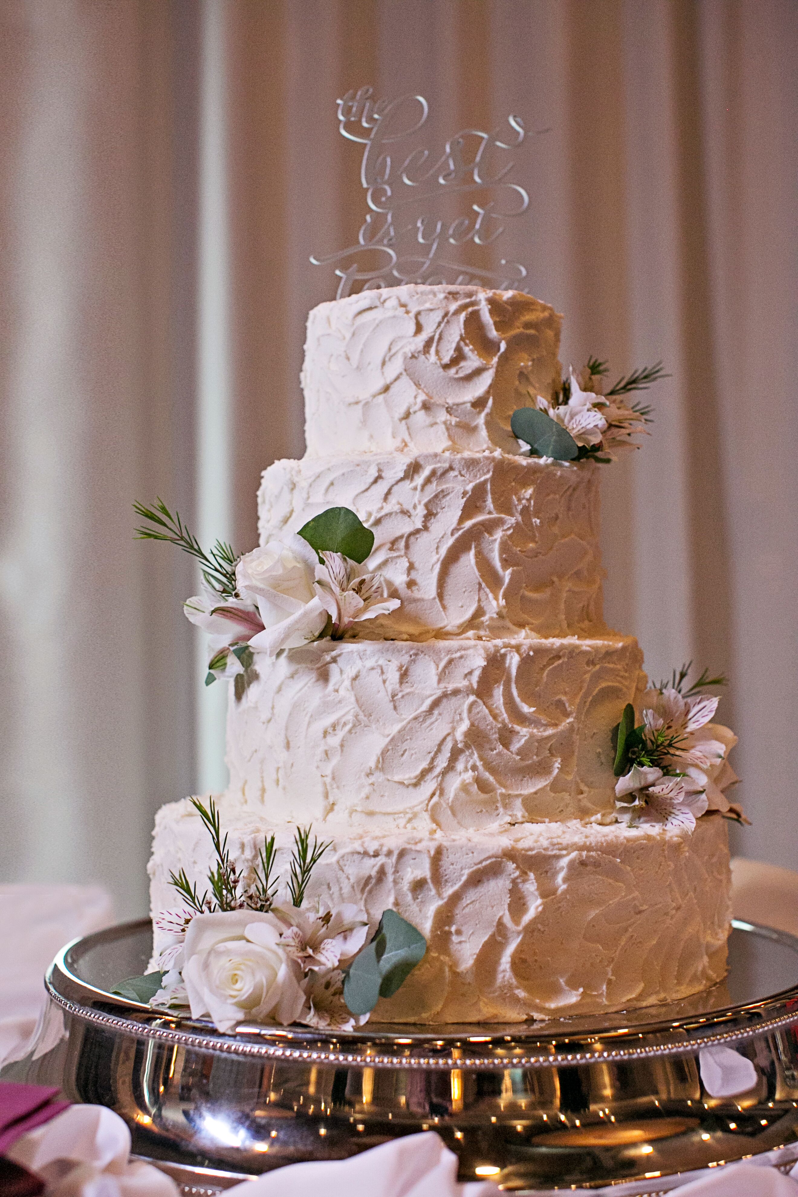 Textured Buttercream Wedding Cake  With Whimsical Cake  Topper