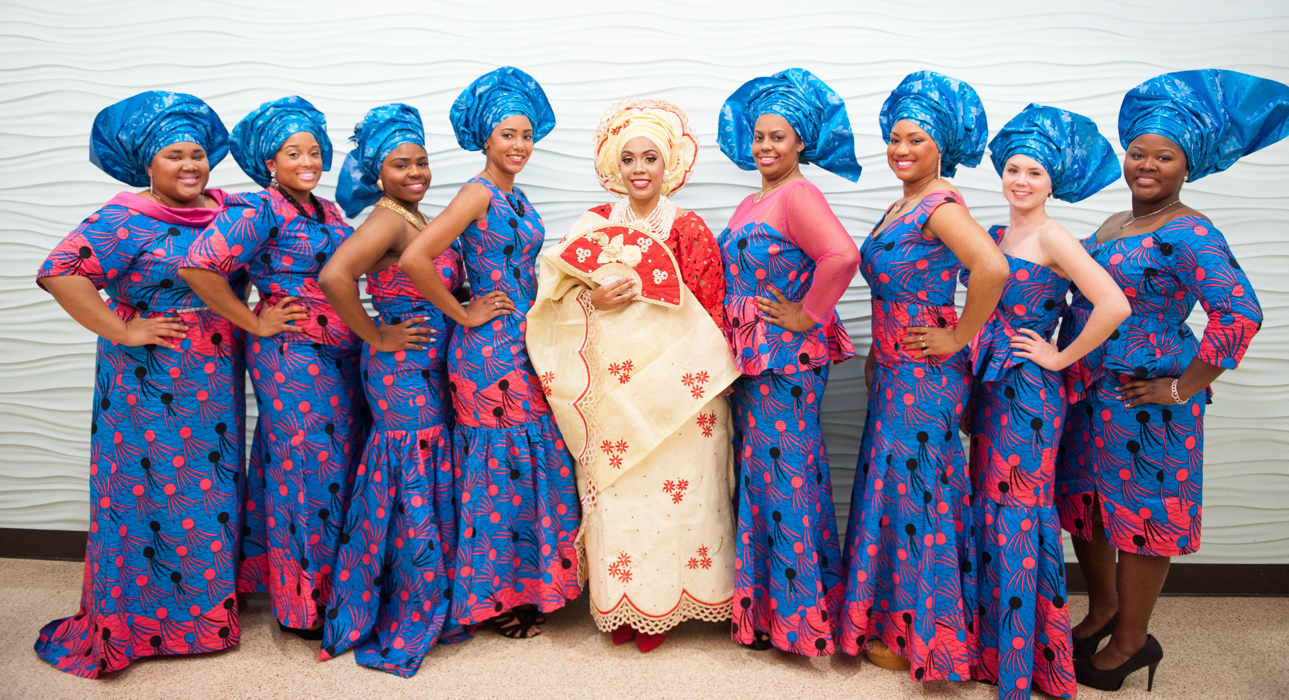 Teal and Red Nigerian Wedding Dresses
