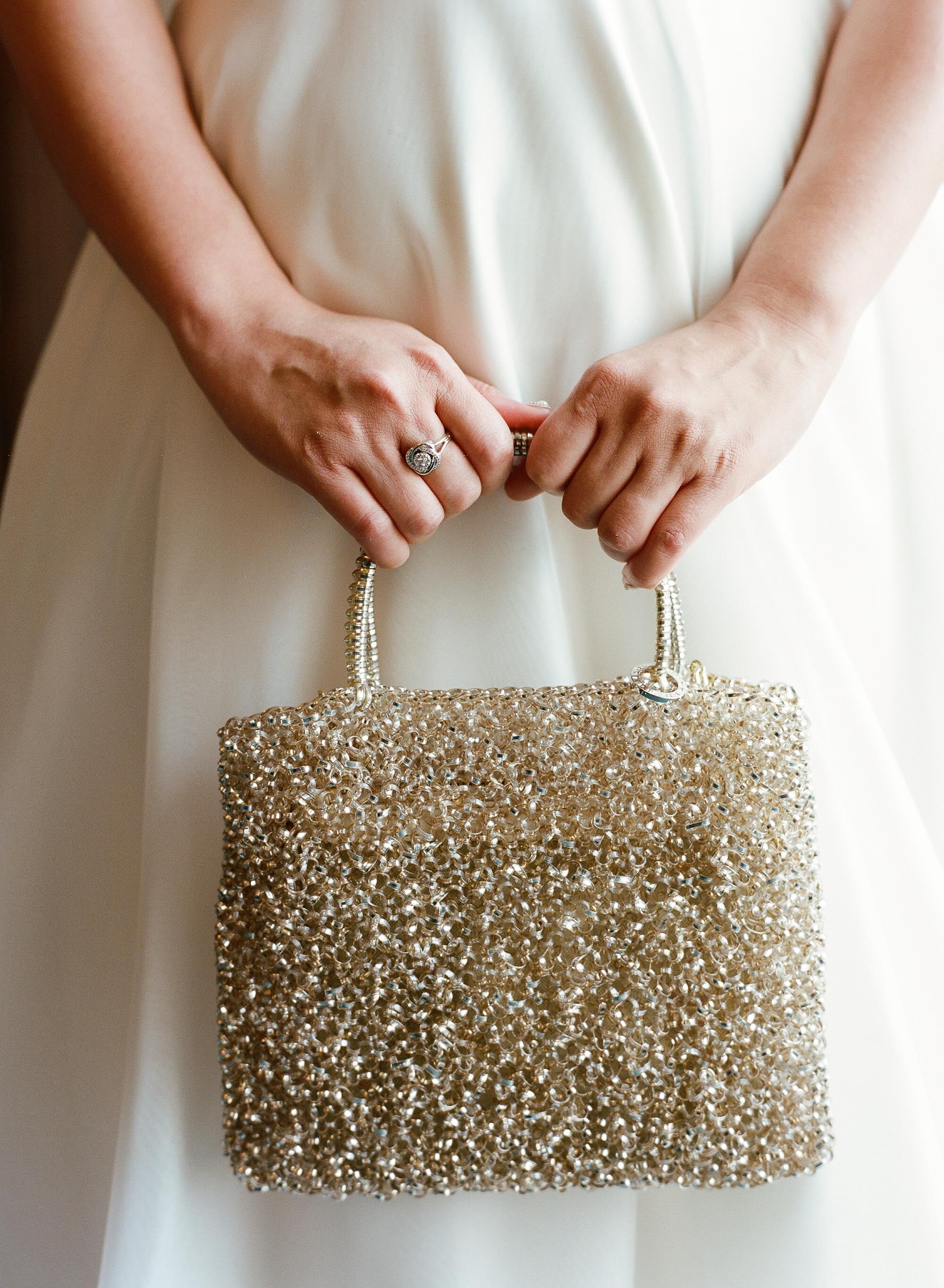 Gold Beaded Bridal Purse