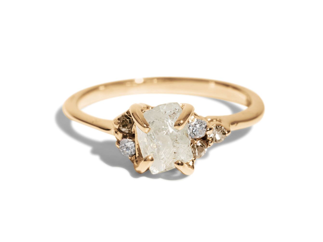 Natural Diamond Ring Diamond Gold Ring Triple Stone Ring Wedding Ring Promise Ring Gold Stacking Ring Engagement Ring