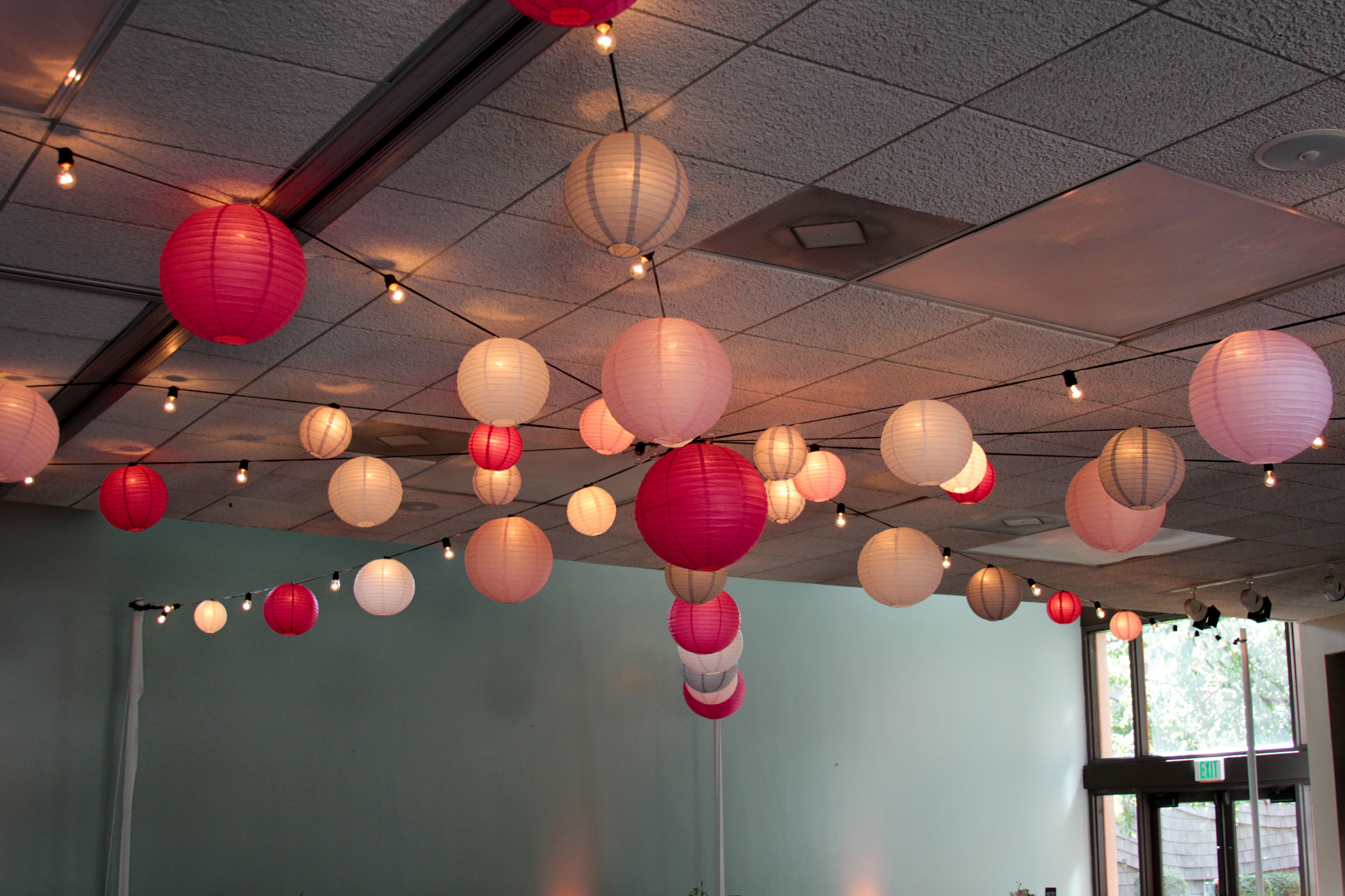 Bright Paper Lanterns With String Lights