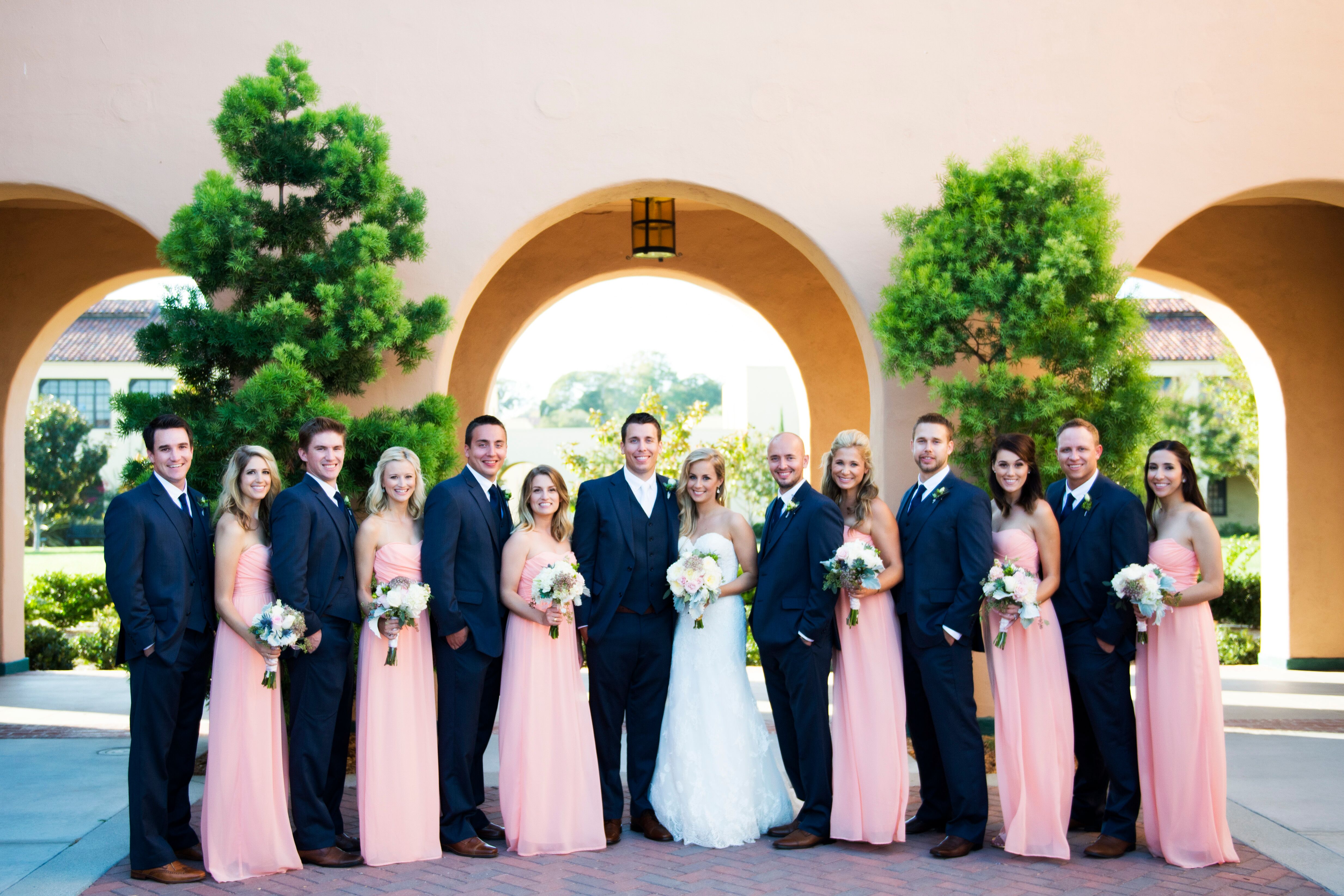 navy blue and peach dress