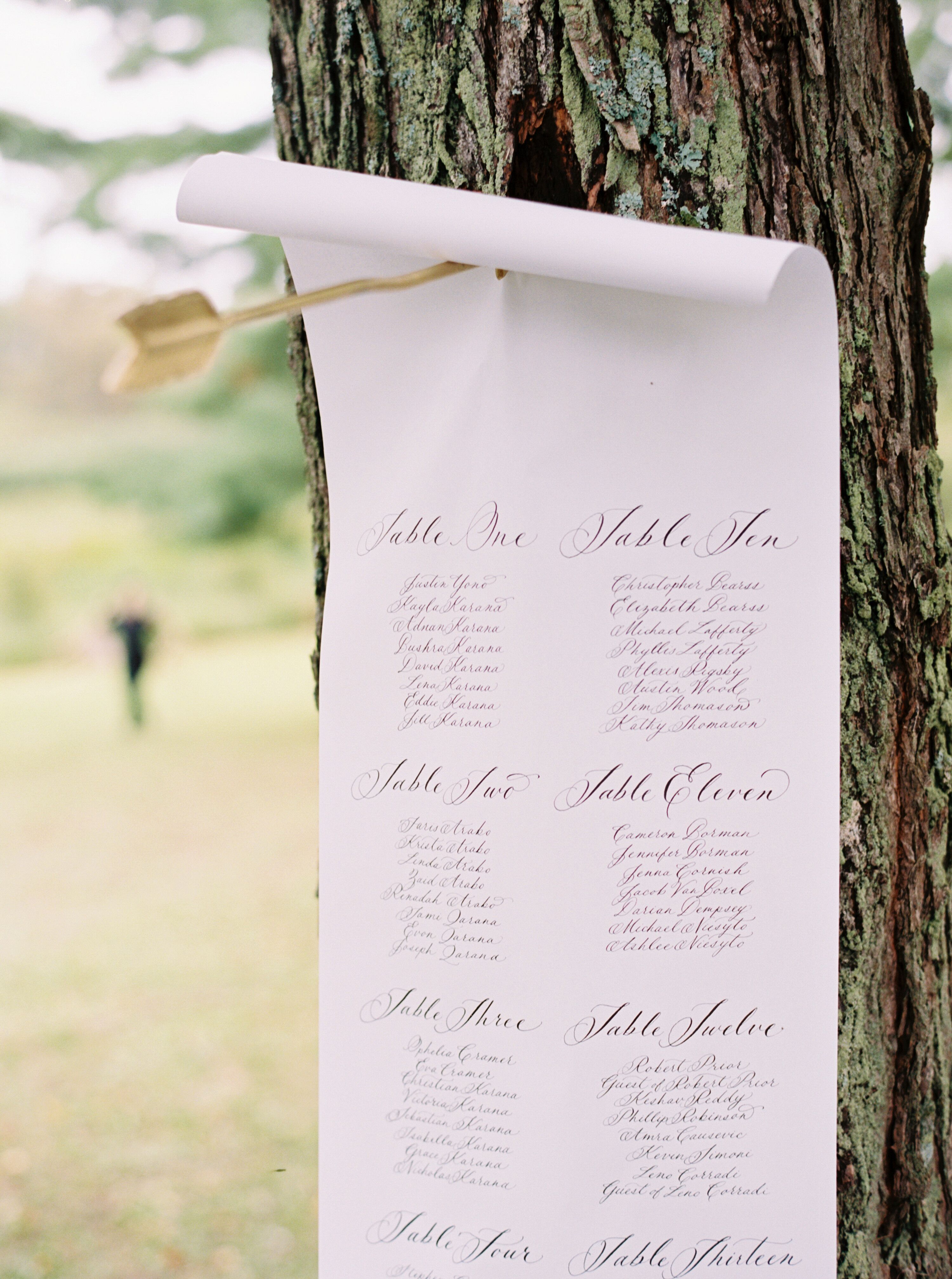 Calligraphed Scroll Seating Chart