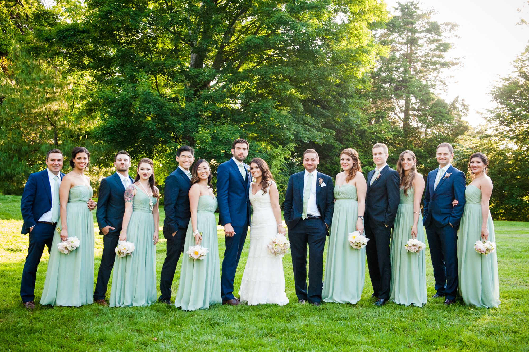 Navy And Mint Green Wedding Party