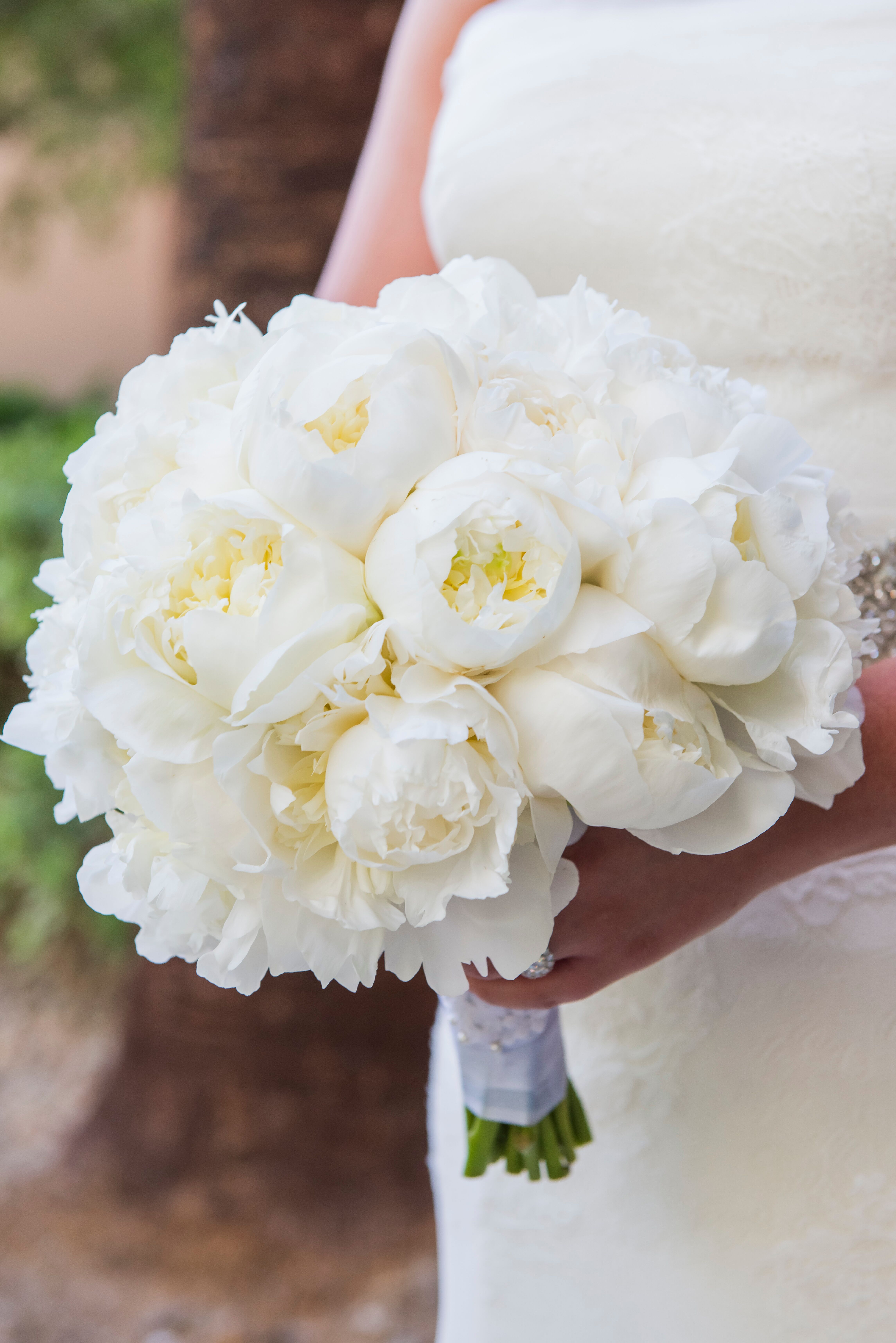 All White Peony Bridal Bouquet 