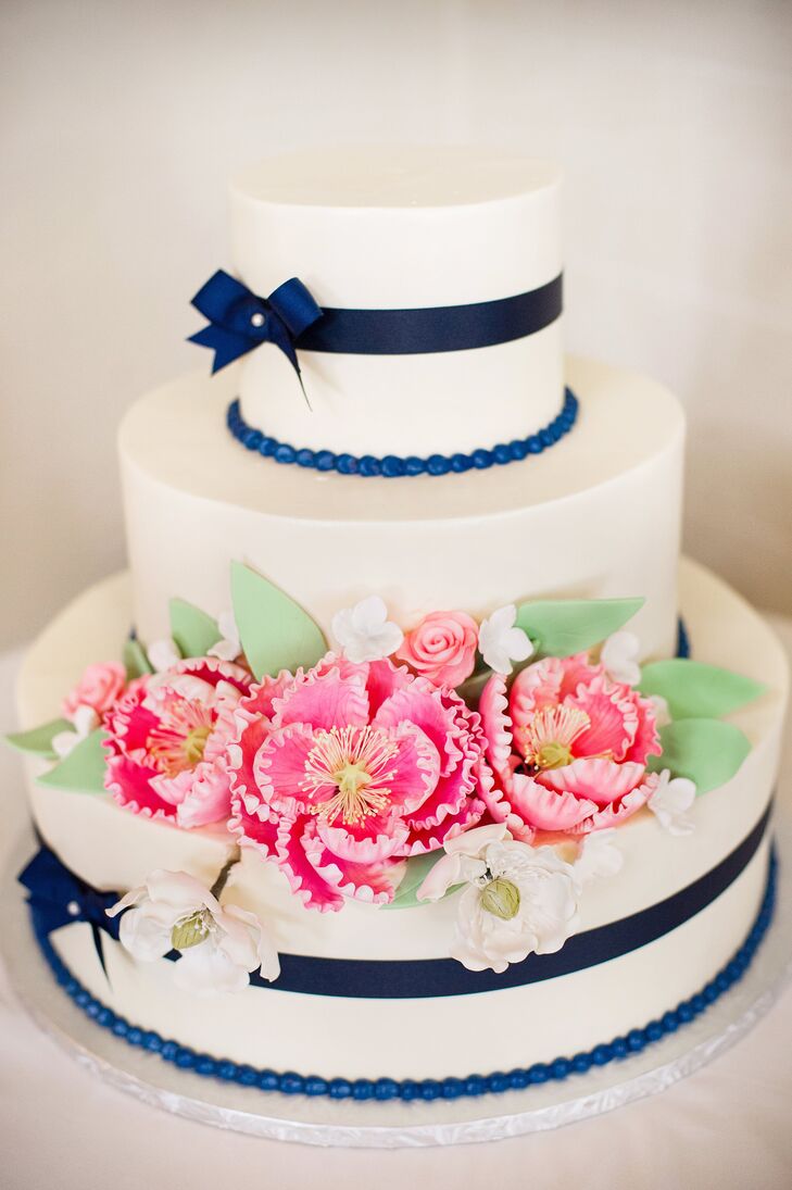 Navy Blue and White Wedding Cake