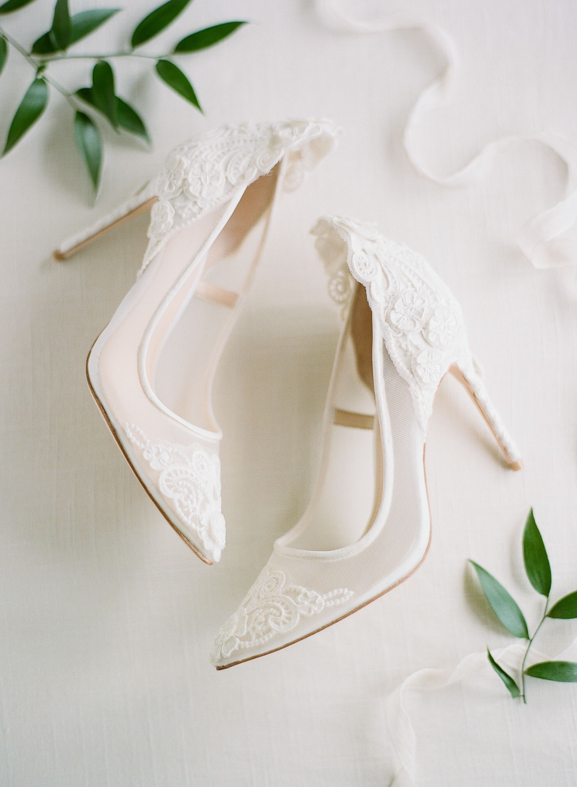 Classic White High Heels with Lace Appliques