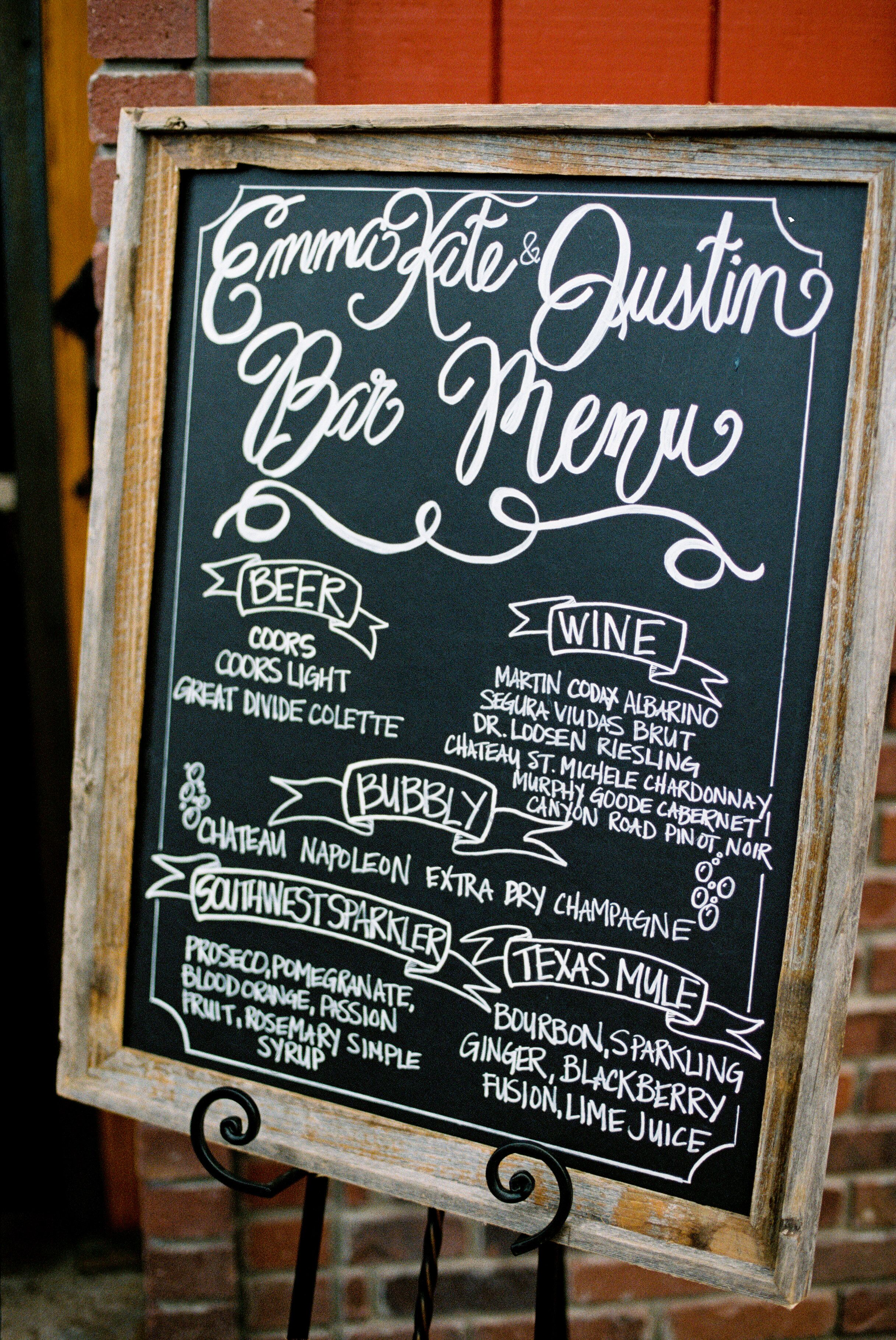 Rustic Chalkboard Cocktail Menu