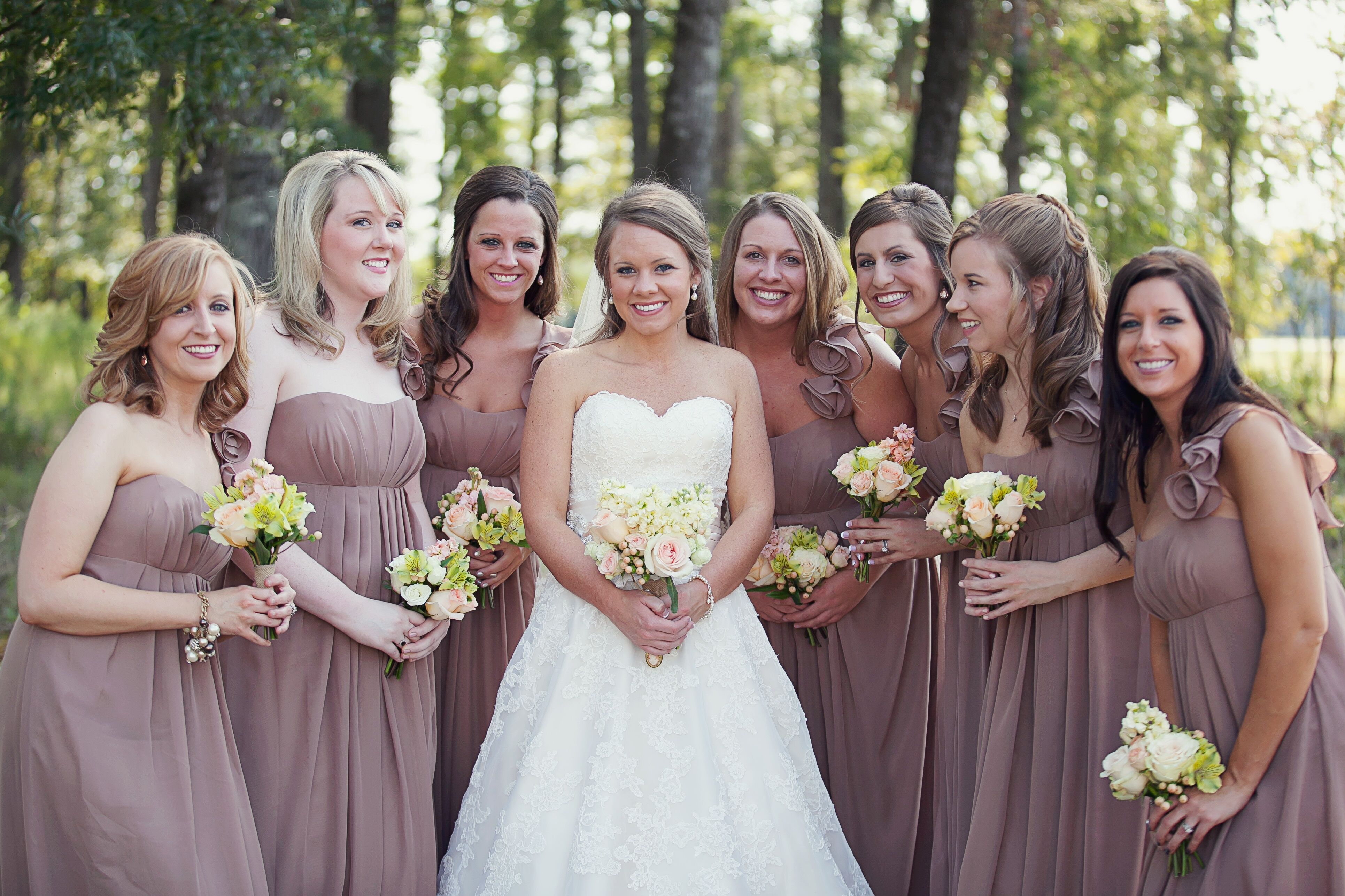 Earth tone 2025 bridesmaid dresses