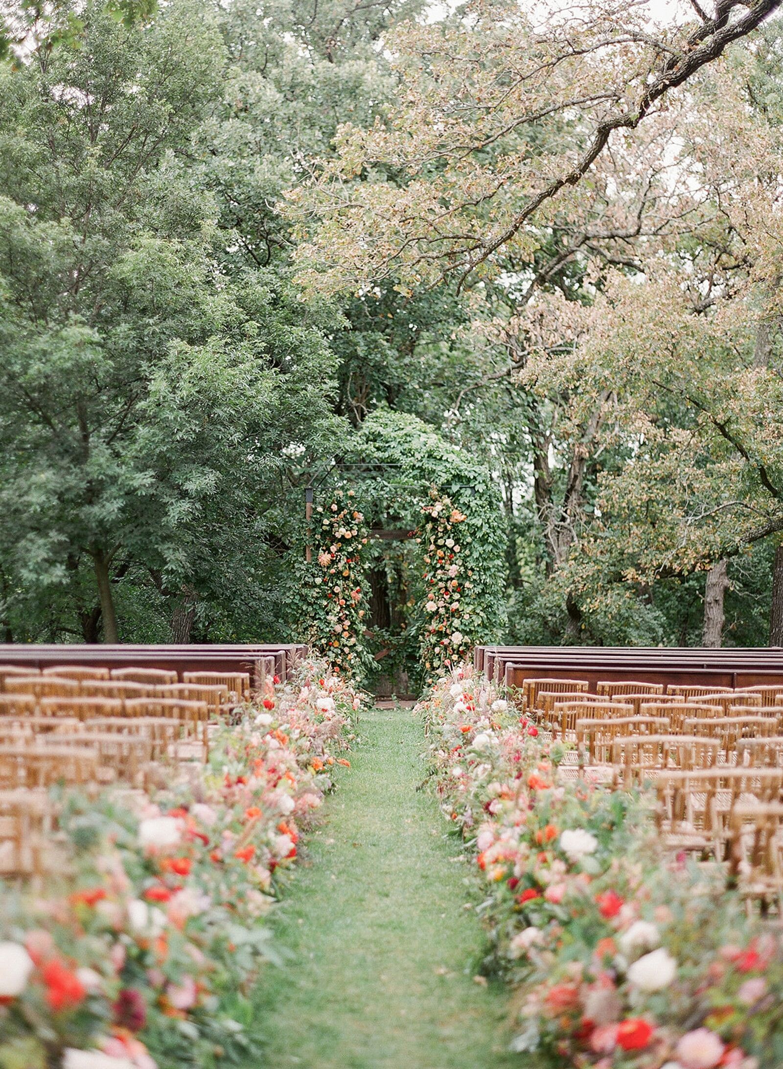 Flower-Lined Ceremony Aisle