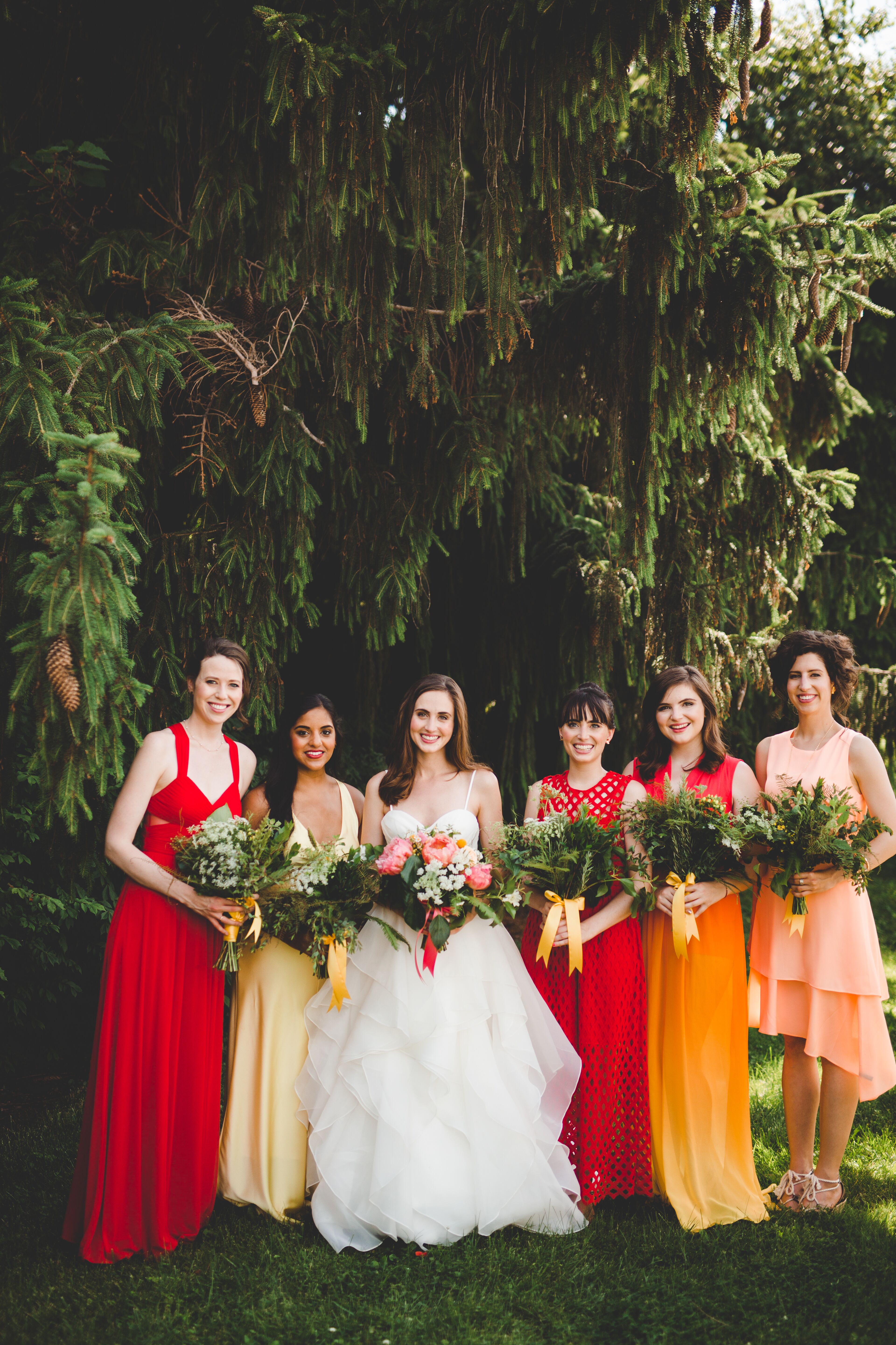 sunset color bridesmaid dresses