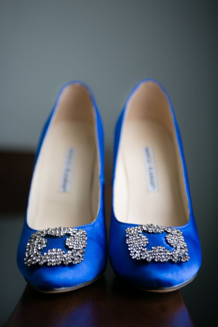 Blue Manolo Blahnik Bridal Shoes