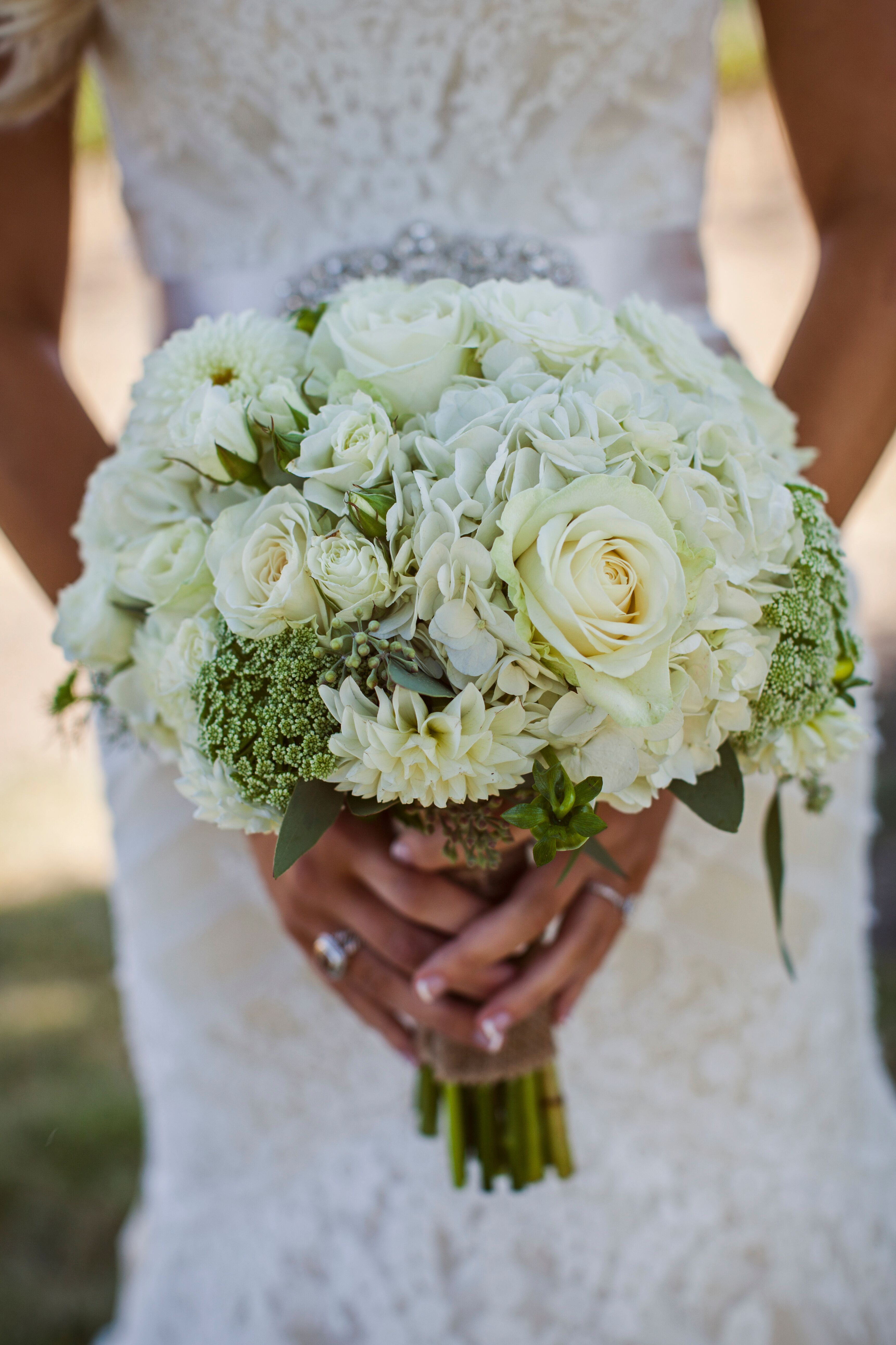 White Rose and Hydrangea Bridal Bouquet