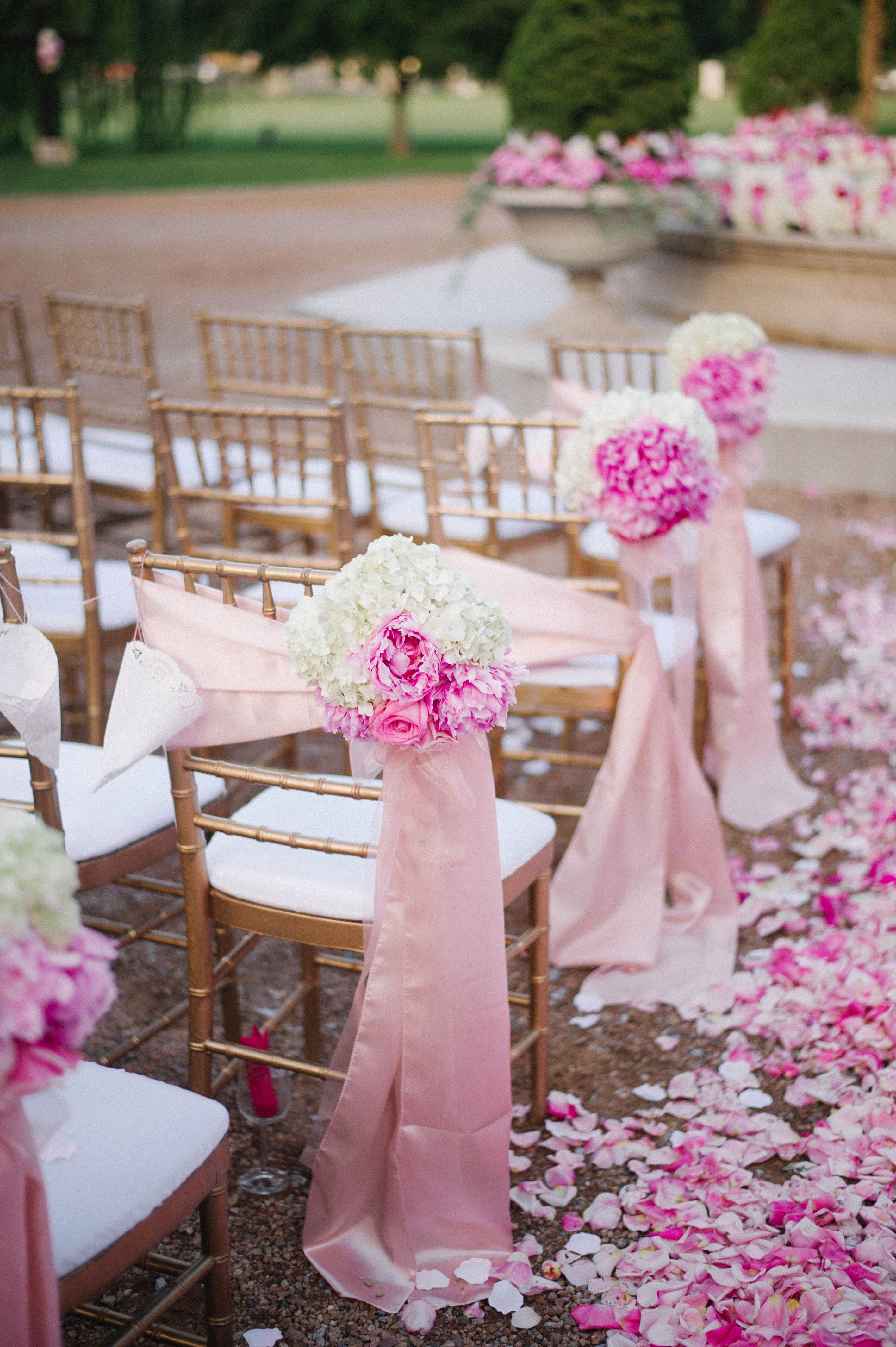 Pink Flower Chair And Aisle Decorations 2289
