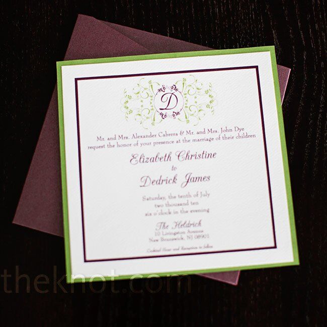 Purple And Green Invitations