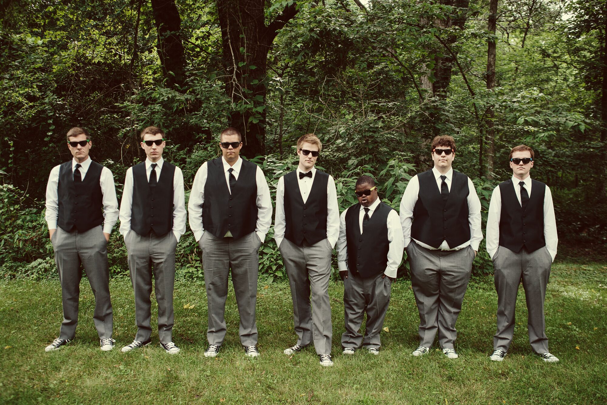 black-vest-and-gray-pant-groomsmen-attire