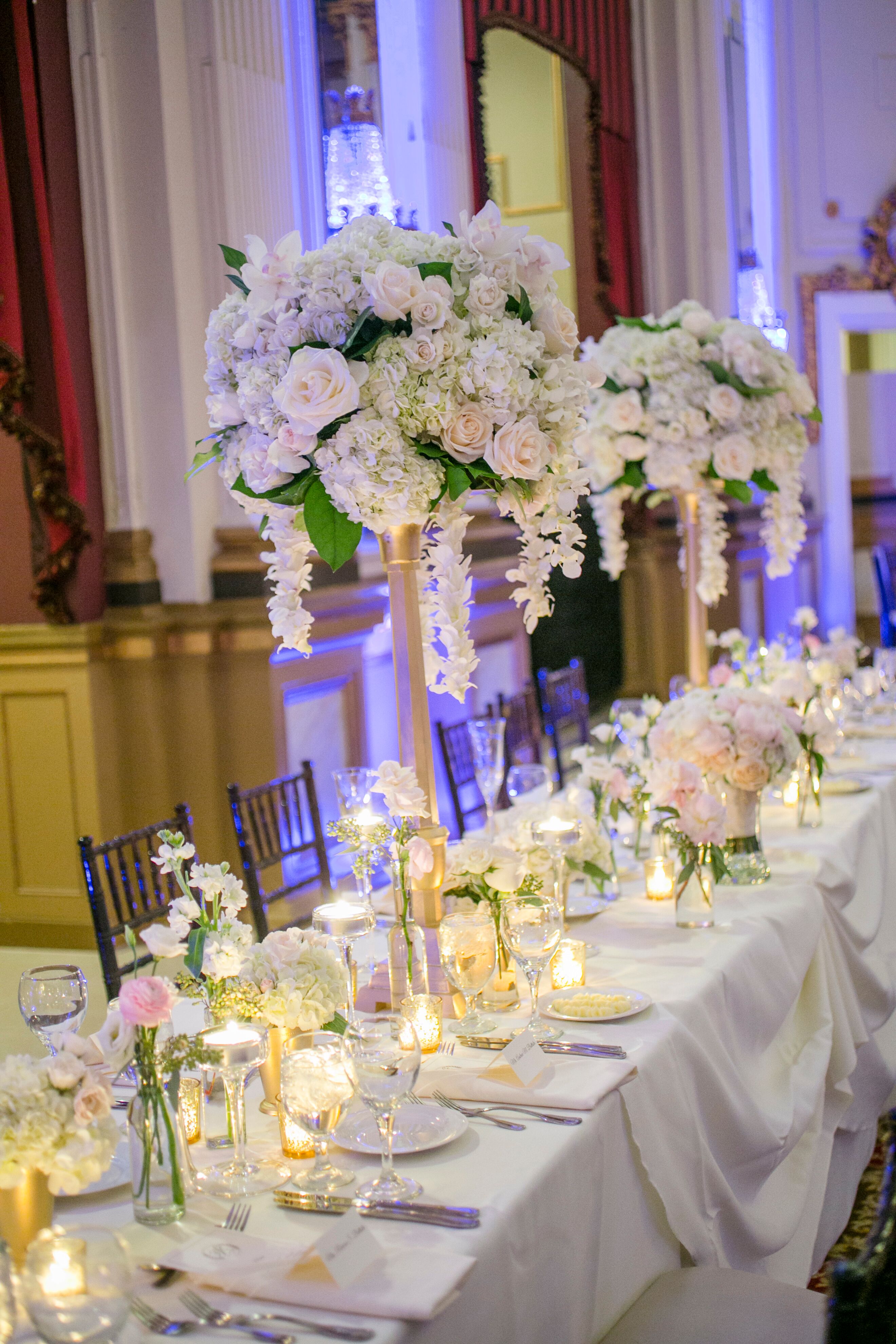 Tall Gold Candelabra Flower Centerpieces