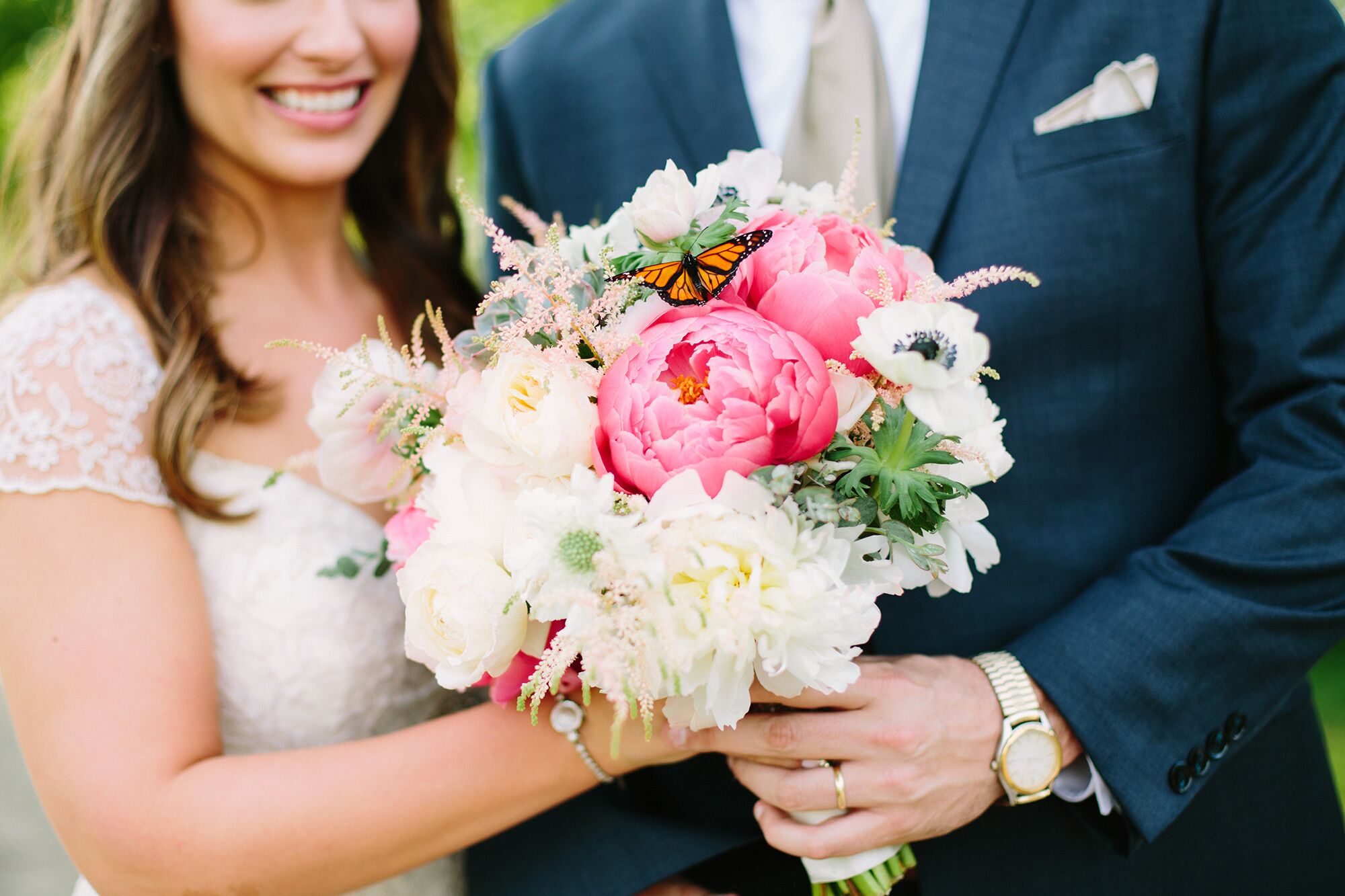 Whimsical Pink and Ivory Peony Bridal Bouquet