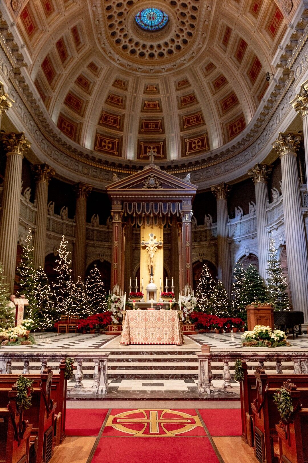 Traditional Christmas Trees at St. Ignatius Church in San Francisco